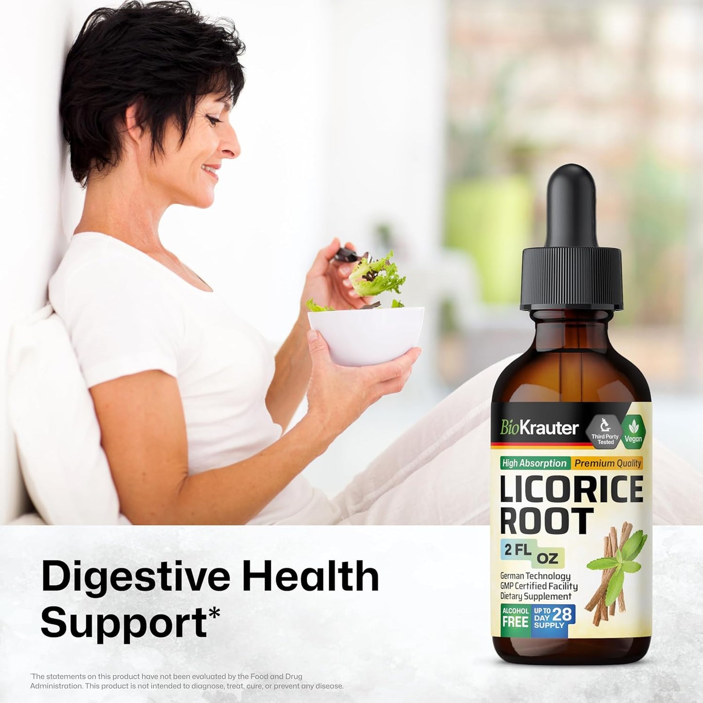 100 Capsules of BIO KRAUTER Inulin with 2 Fl. Oz. Licorice Root Tincture - Digestive Support Supplement Pack - Espot.com.au