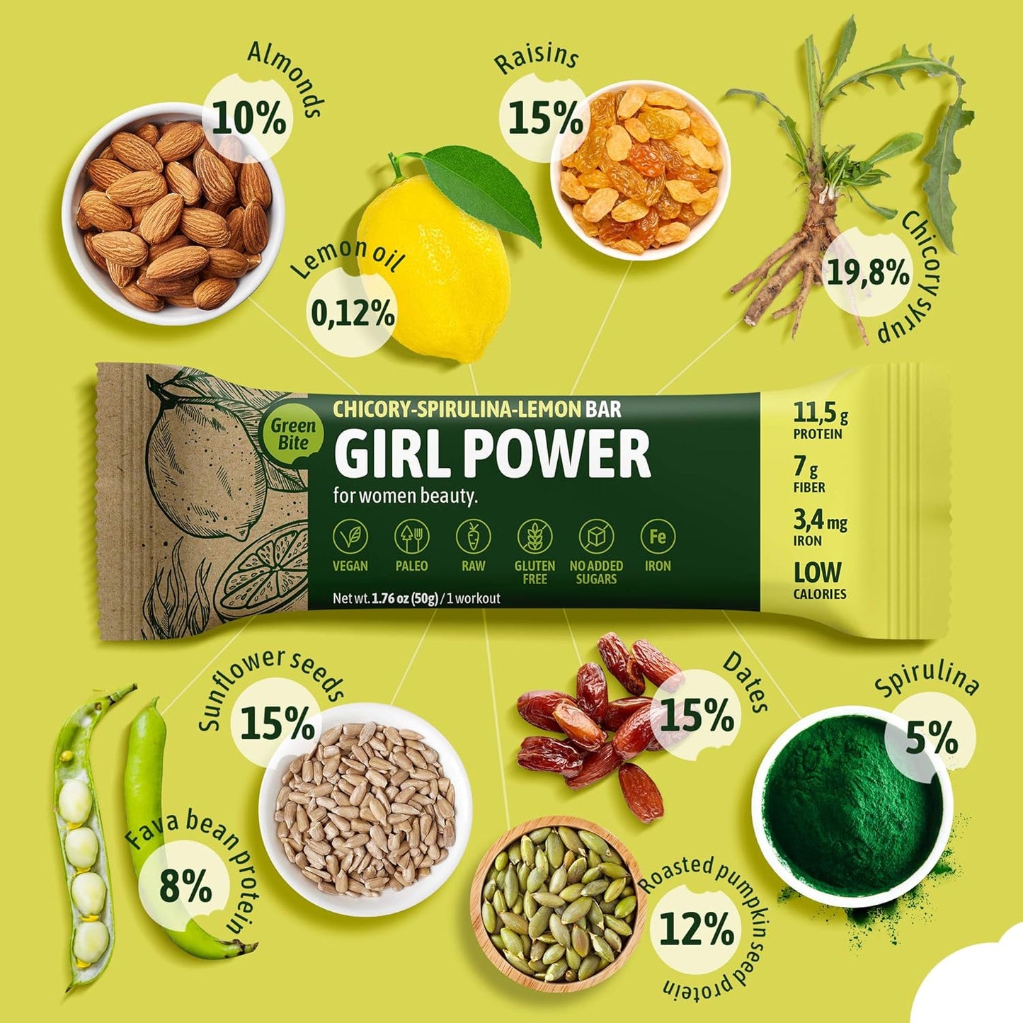 green-bite-girl-power-protein-bars-low-calorie-high-protein-meal-replacement-bars-for-best-figure---vegan-iron-rich-no-sugar---chicory-spirulina-lemon-flavor-pack-of-8-2