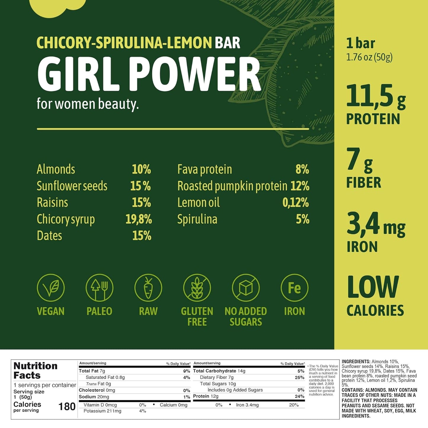 green-bite-girl-power-protein-bars-low-calorie-high-protein-meal-replacement-bars-for-best-figure---vegan-iron-rich-no-sugar---chicory-spirulina-lemon-flavor-pack-of-8-6
