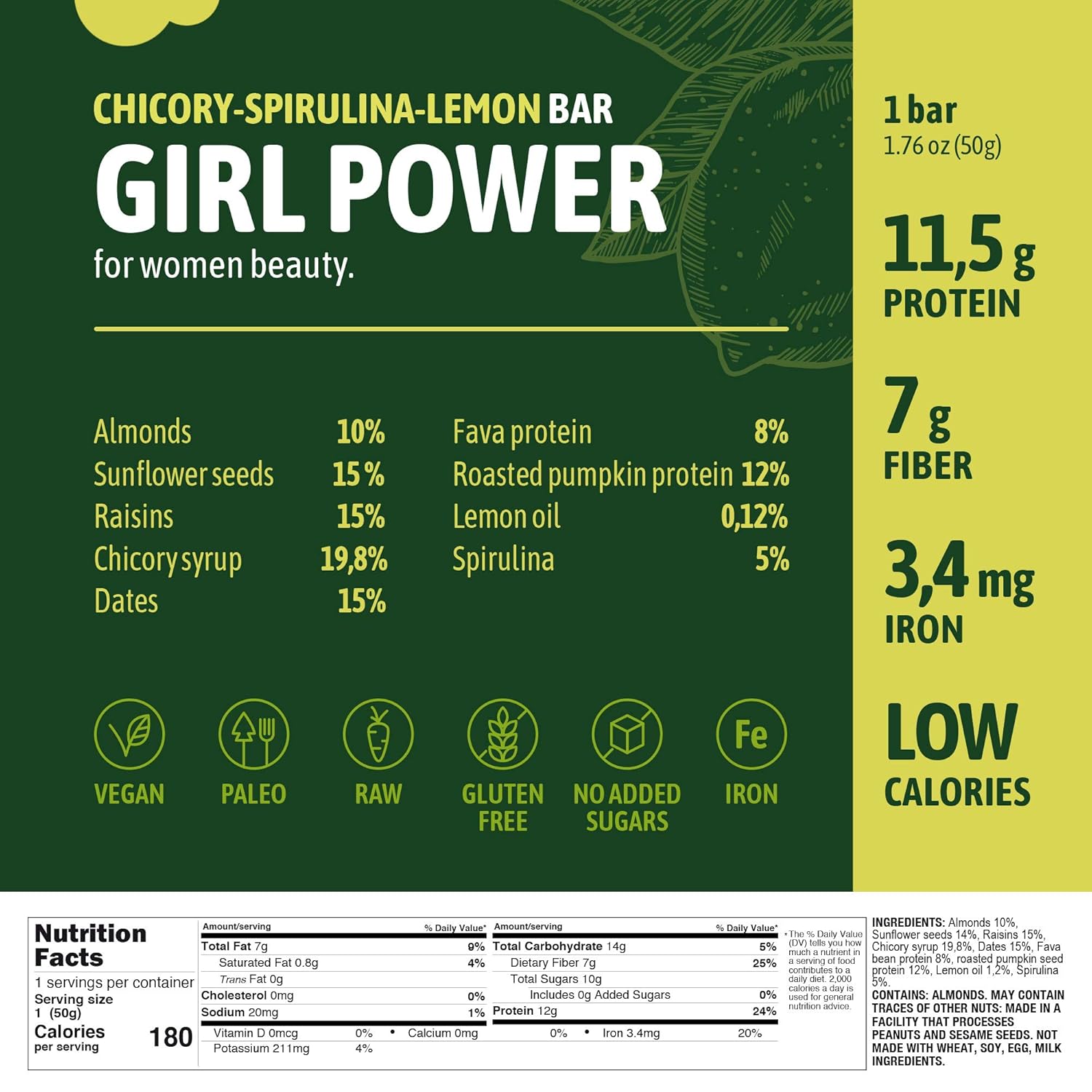 green-bite-girl-power-protein-bars-low-calorie-high-protein-meal-replacement-bars-for-best-figure---vegan-iron-rich-no-sugar---chicory-spirulina-lemon-flavor-pack-of-8-6