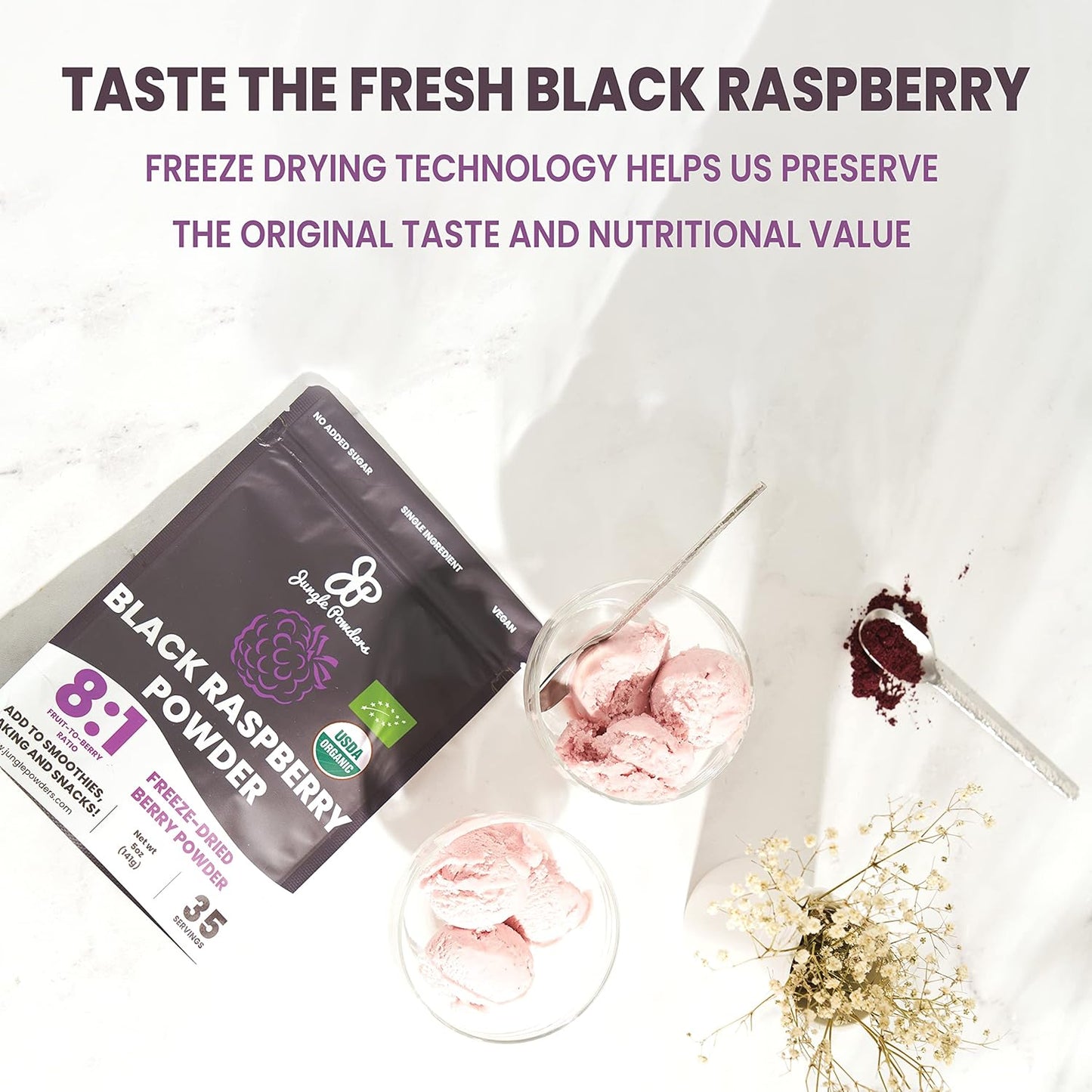 organic-jungle-powders-bundle-wild-bilberry-extract-black-red-raspberry-powders---34oz-bottle-5oz-bag---great-for-baking-smoothies-8