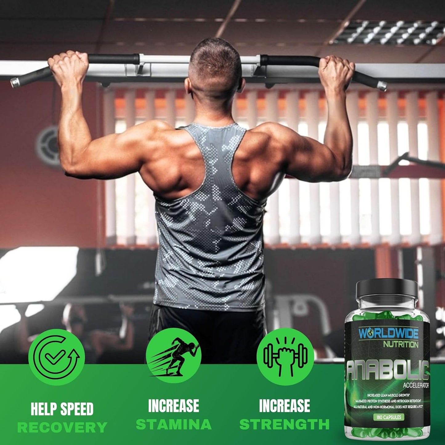 Anabolic Accelerator Vitamin Supplement for Men - Boost Growth, Strength & Energy - Muscle Builder & Cortisol Blocker - 180 Count - Espot.com.au