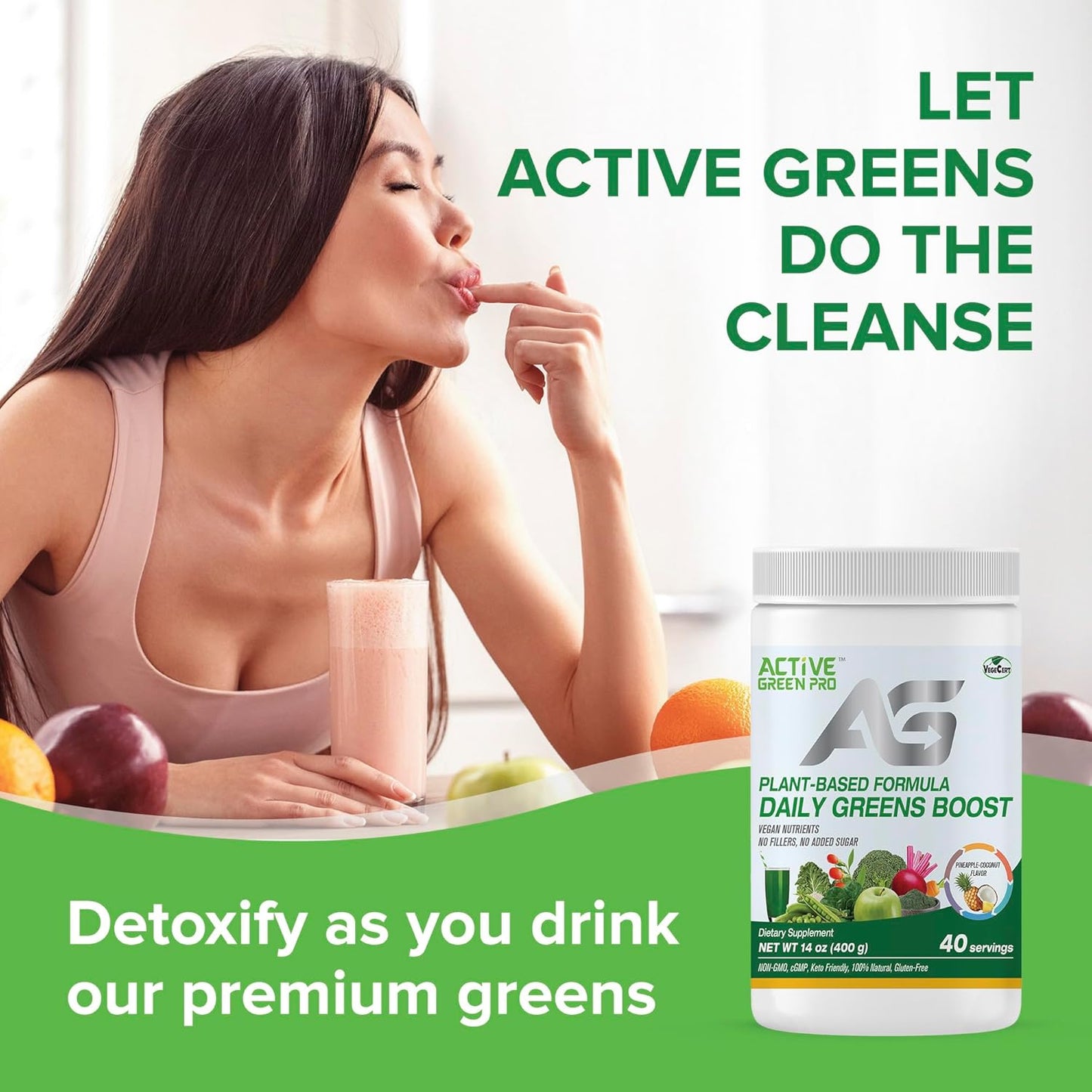 Green Superfoods Powder with 14 Different Greens - Packed with Antioxidants, Fiber, Vitamins, and Minerals for Daily Health and Detox - Active Green Pro Formula - Espot.com.au
