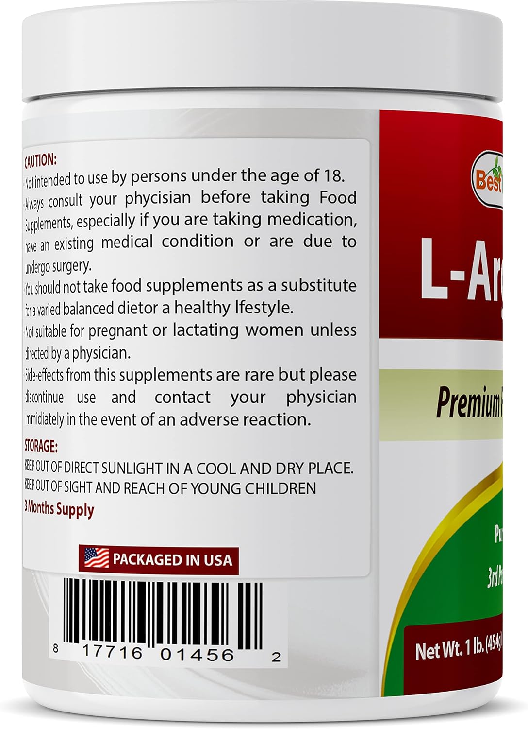 premium-1lb-l-arginine-powder---pharmaceutical-grade-free-form-amino-acid---supports-cardiovascular-health-circulation---ideal-for-men-women-3