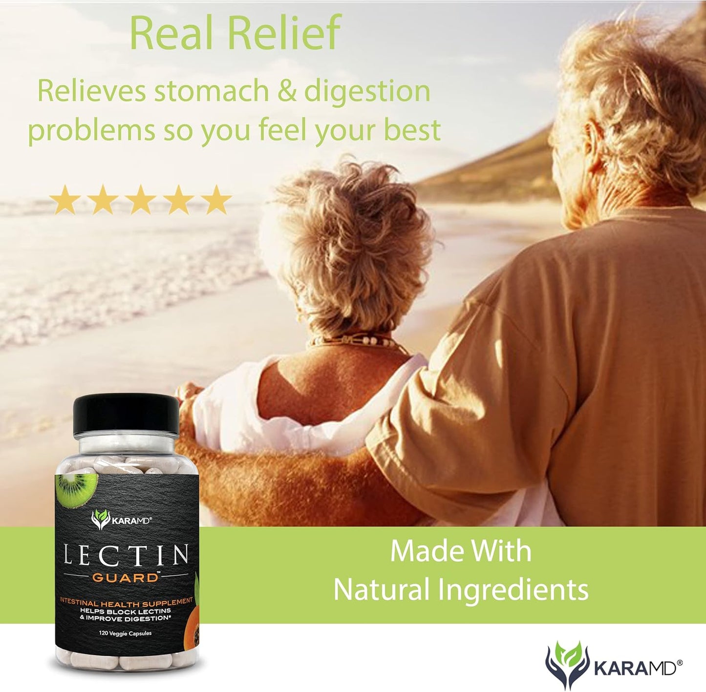 KaraMD Lectin Guard Supplement for Gut & Colon Health | Lectin Blocker with Slippery Elm, Bladderwrack, Sodium Alginate, Okra, Kiwi & Papaya | Vegan, Non-GMO, Gluten-Free | 30 Servings - Espot.com.au