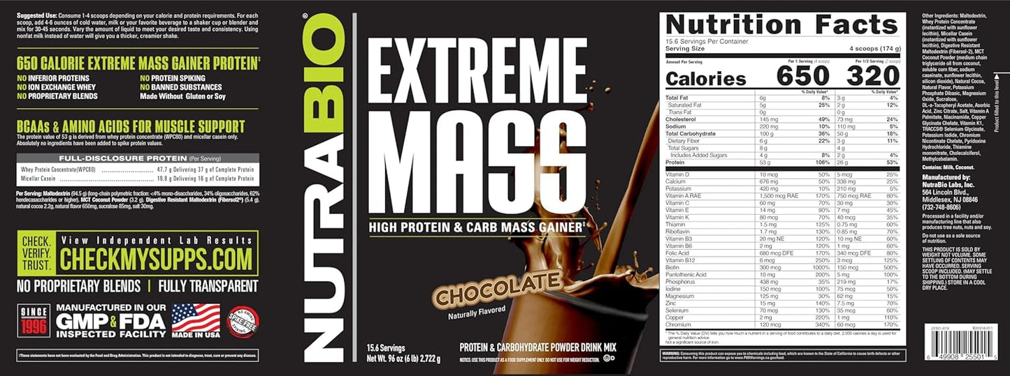 nutrabio-extreme-mass-gainer-protein-powder---chocolate-6-pound---53g-protein-clean-weight-gainer-for-muscle-mass-with-full-spectrum-amino-acids-3
