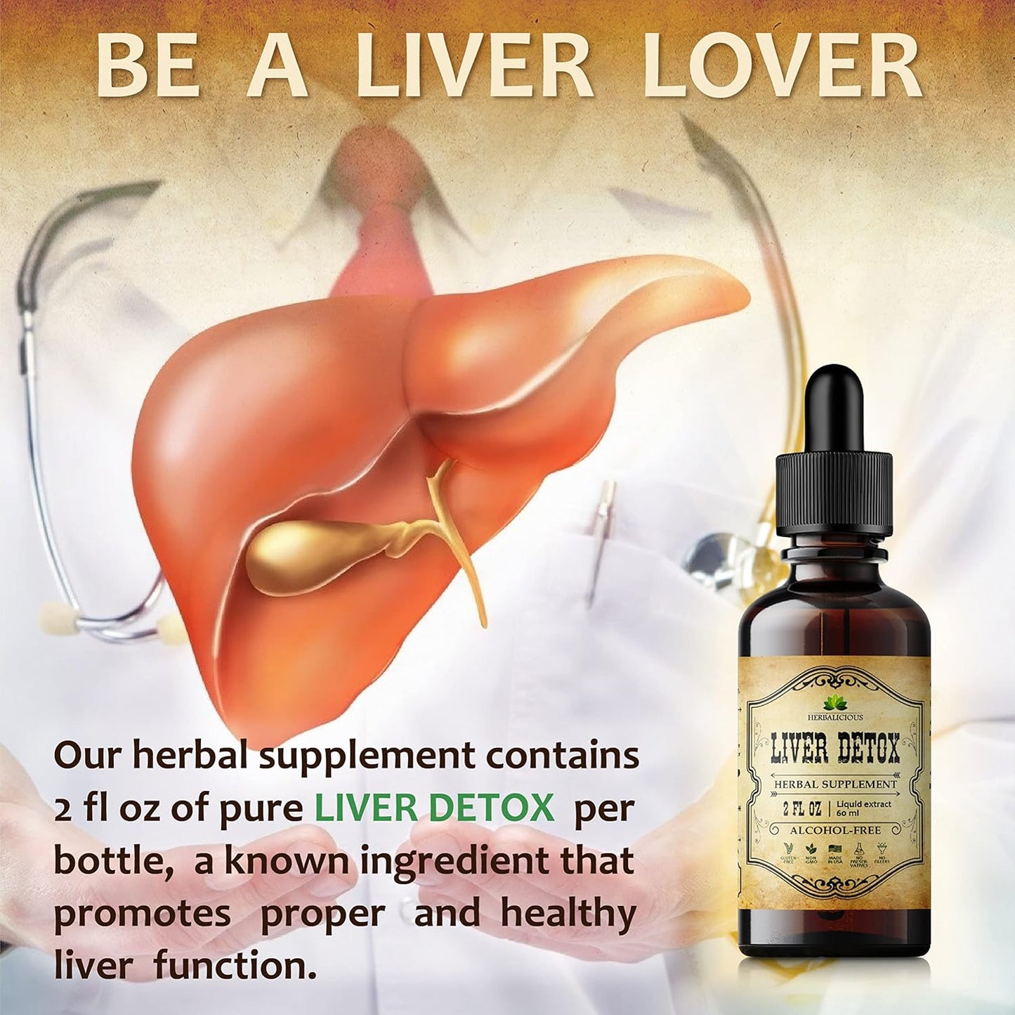 Organic Liver Support Drops with Milk Thistle, Turmeric, Dandelion Root - Herbal Liver Cleanse Detox Drink - Natural Liver Supplement - 2 fl oz - Espot.com.au