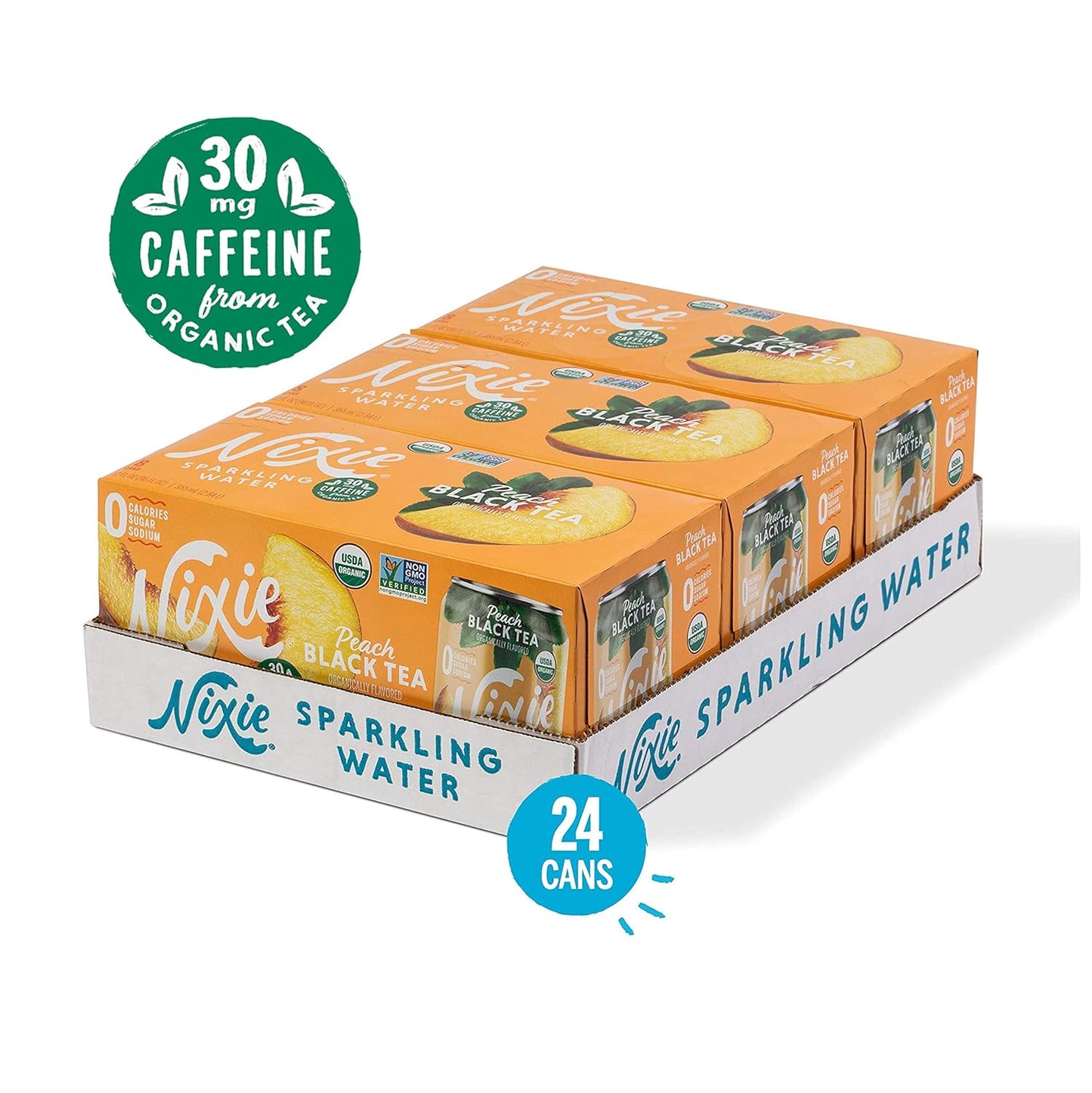 organic-peach-black-tea-nixie-sparkling-water---lightly-caffeinated-30mg-12-fl-oz-cans-24-pack---vegan-non-gmo-gluten-free---0-calorie-sugar-sodium-2