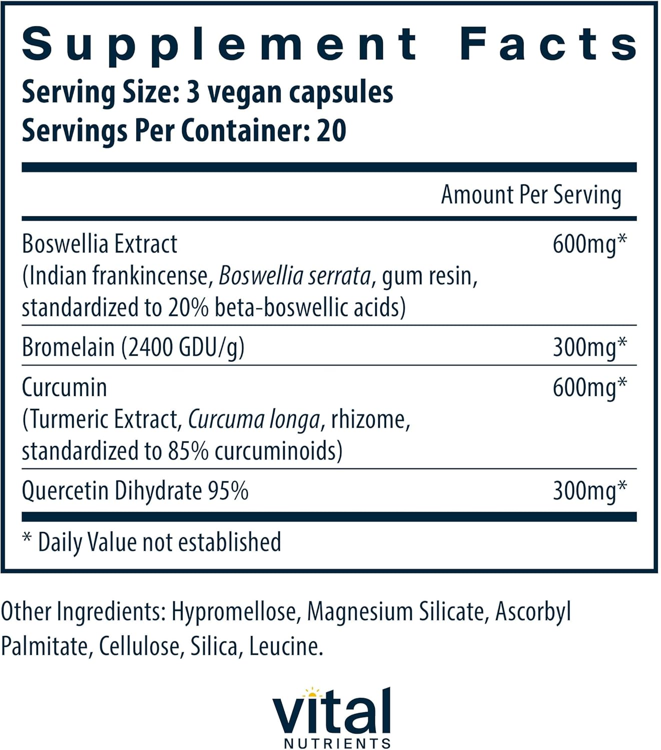 Joint Support Supplement with Vegan Boswellia, Bromelain, Curcumin & Quercetin - Supports Sinus & Digestive Health - Gluten, Dairy, Soy Free - 60 Capsules - Espot.com.au