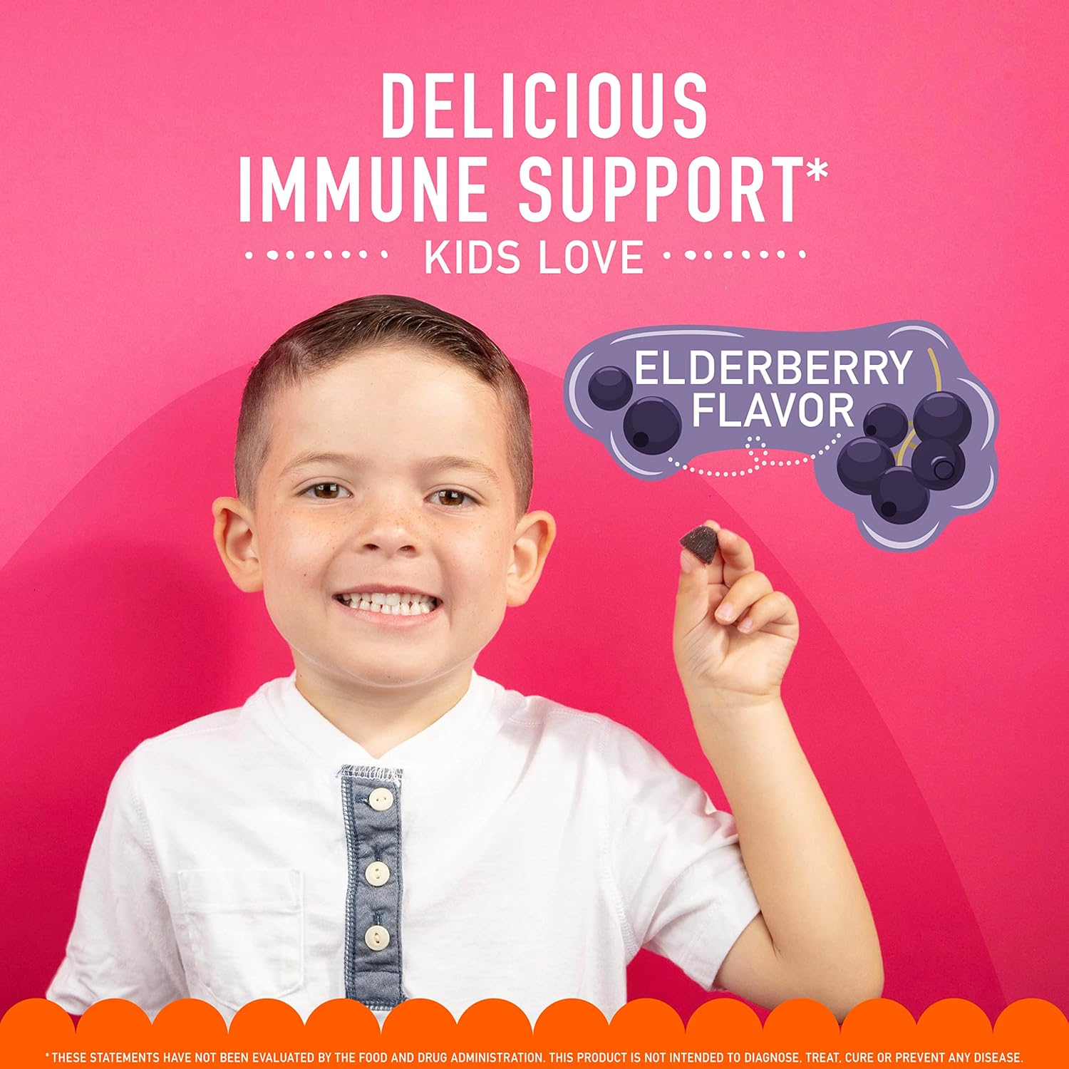 Children's Immune Support Gummies with Elderberry, Zinc, Vitamin C, D & E - 130 Elderberry Flavored Gummies - Espot.com.au
