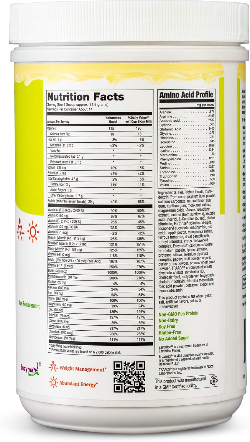 maxi-health-naturemax-boost-pea-protein-powder---natural-vanilla-flavor---20g-protein---kosher-vitamin---1lb---meal-replacement-supplement-2