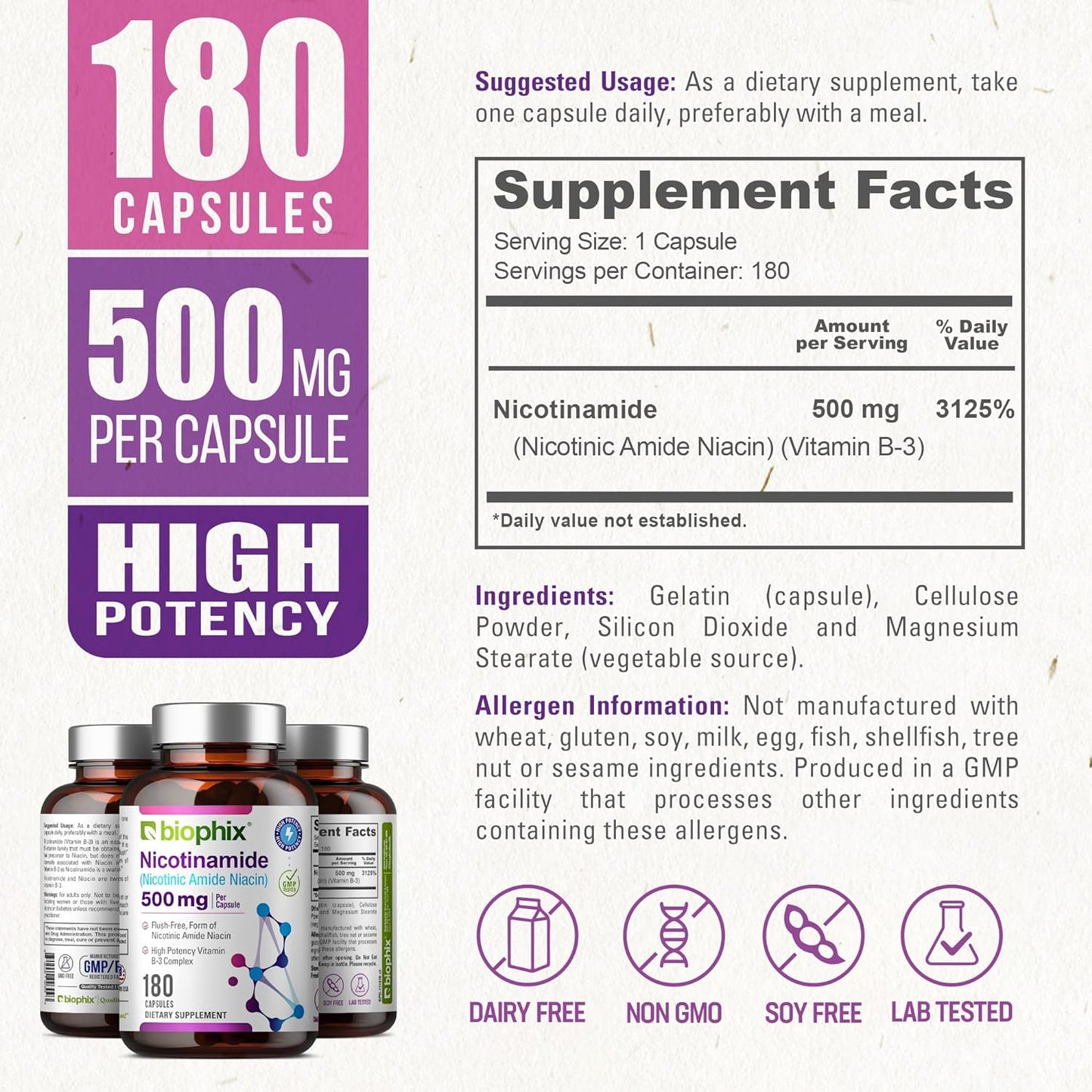 biophix-nicotinamide-500mg-capsules---niacin-vitamin-formula-for-skin-cell-health---flush-free-niacinamide-supplement---180-count-4