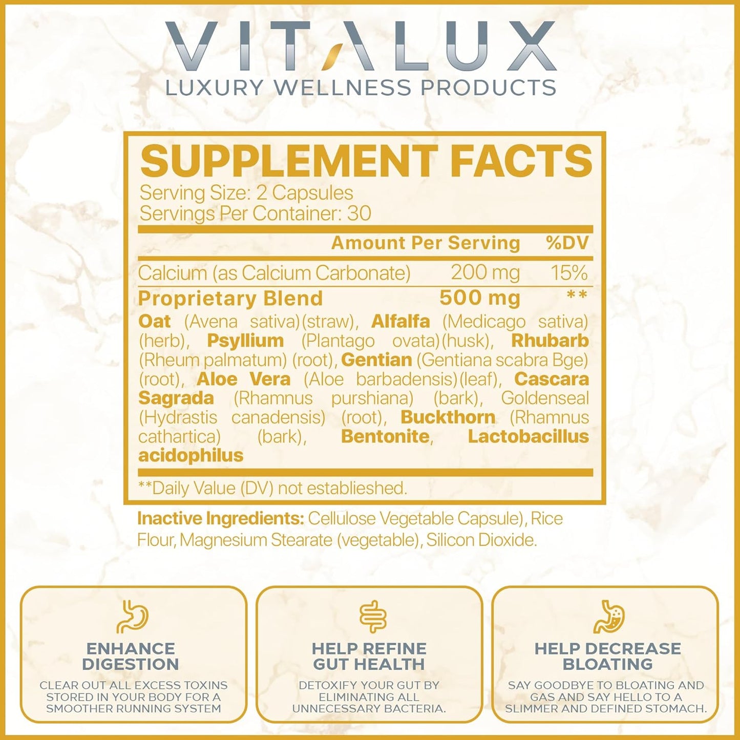 VITALUX Colon Cleanse & Detox Supplement - Premium Formula for Digestion & Gut Health - Reduce Bloating - 60 Capsules - Espot.com.au