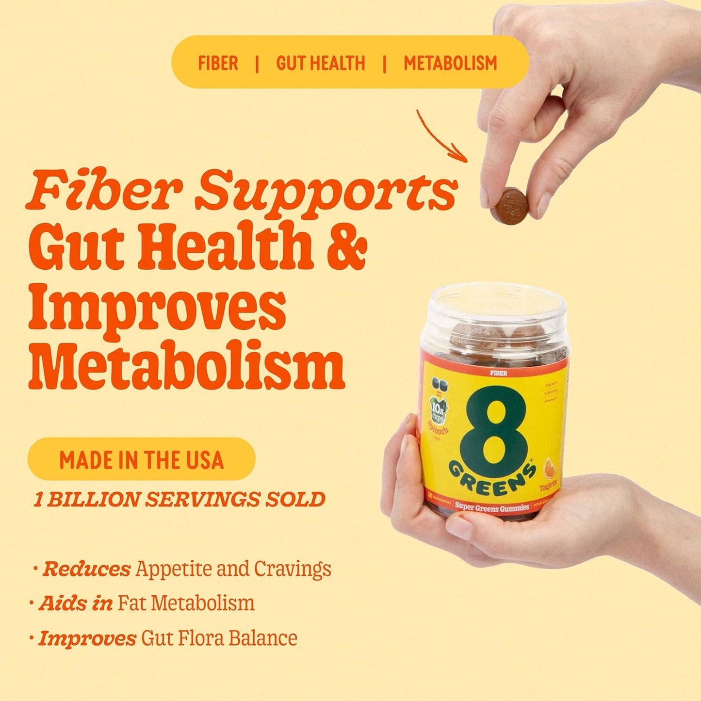 8greens-fiber-super-greens-gummies---50-count-tangerine-flavor-boost-immune-system-gut-health-metabolism---non-gmo-formula-with-8-real-greens-for-digestive-health-2