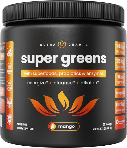 organic-super-greens-powder-with-wheat-grass-spirulina-chlorella---antioxidant-probiotic-digestive-enzyme-blend---mango-flavor---20-whole-foods---90-oz-1