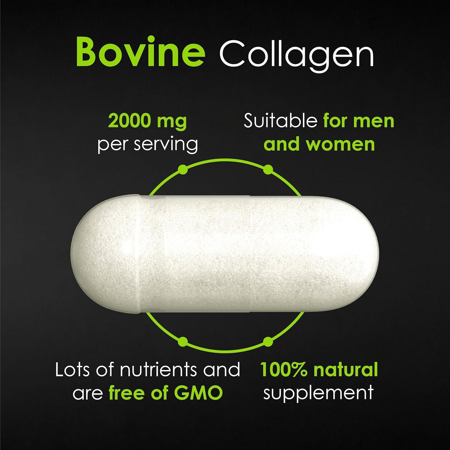 Hydrolyzed Bovine Collagen Peptides Capsules for Joint, Nerve, and Bone Support - Vegan Formula for Men & Women - Non-GMO - 120 Capsules - Espot.com.au