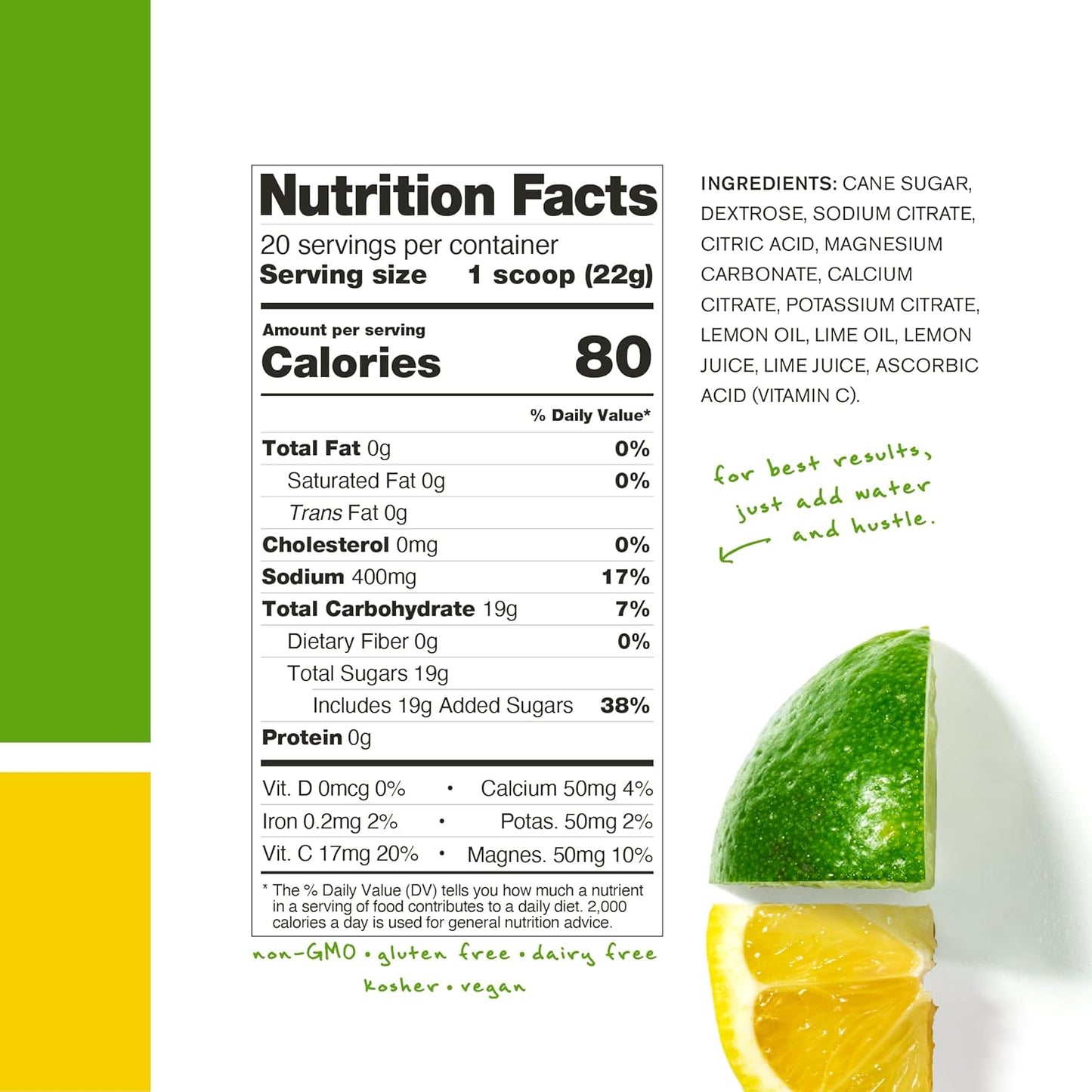 Skratch Labs Lemon Lime Hydration Powder | Electrolyte Sport Drink Mix | 20 Servings | Non-GMO, Vegan, Kosher - Espot.com.au