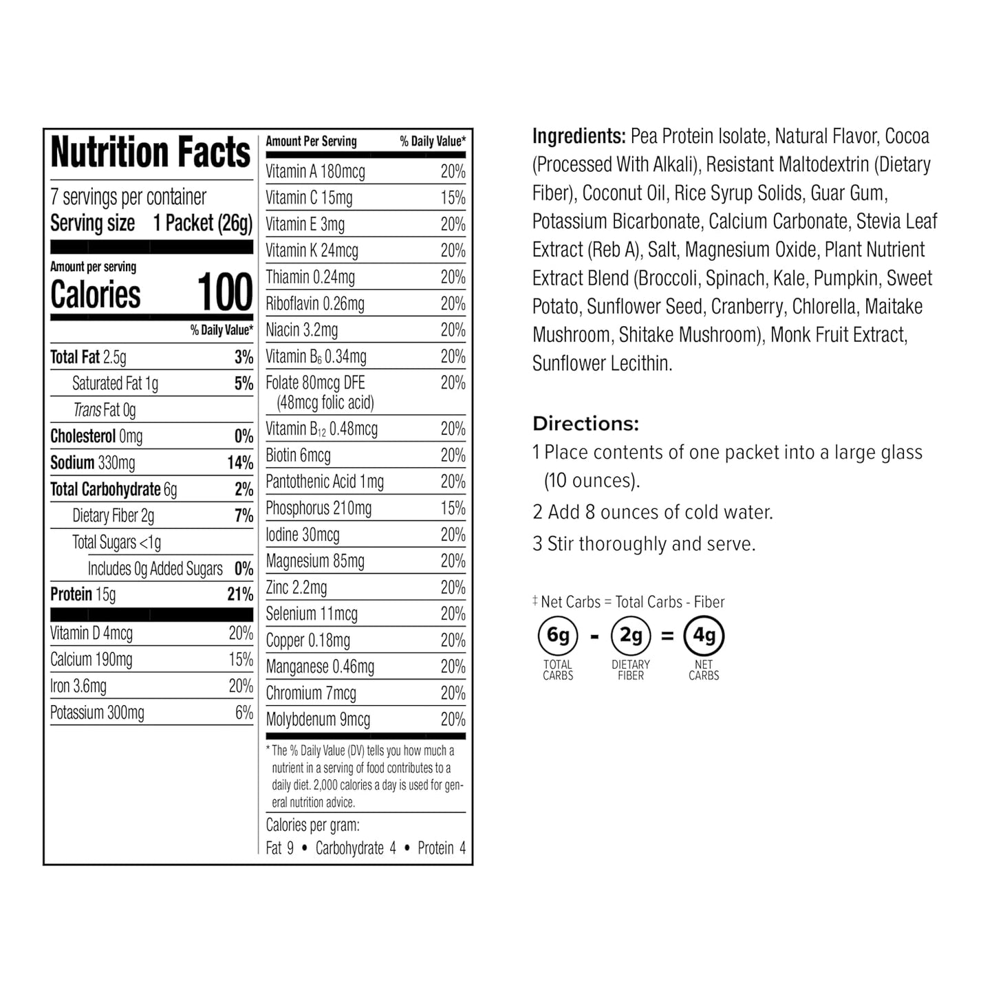 Chocolate Plant Based Meal Replacement Shake - 15g Protein, Keto Friendly, Low Carb, Low Sugar - Gluten, Soy, Dairy Free - 7ct - Espot.com.au