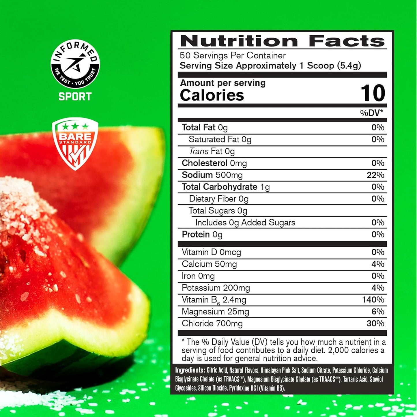 Sugar-Free Keto Electrolyte Hydration Drink Mix - Salted Watermelon Flavor by BARE PERFORMANCE NUTRITION - Espot.com.au