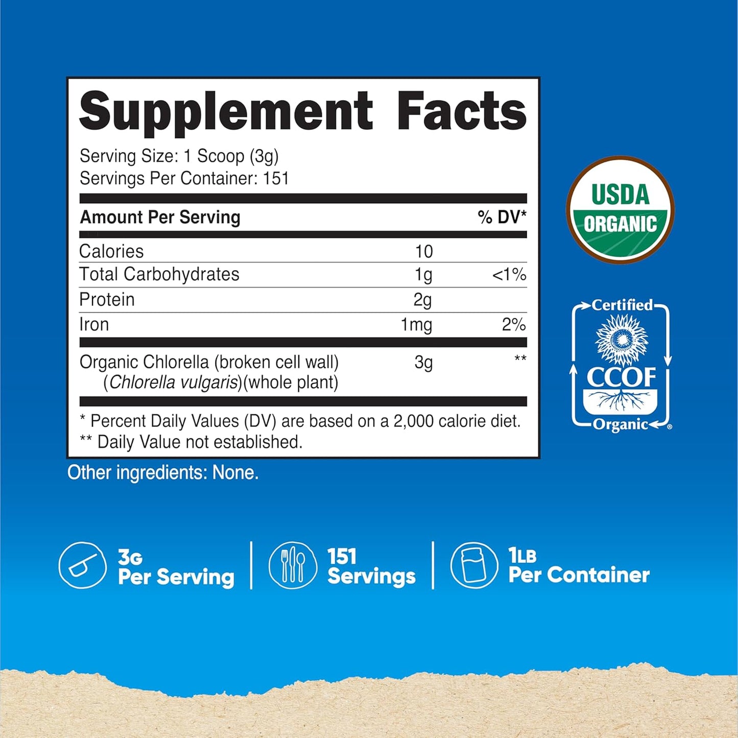 Organic Chlorella Powder - 1LB Bag, 3g Per Serving - Nutricost Brand - Espot.com.au