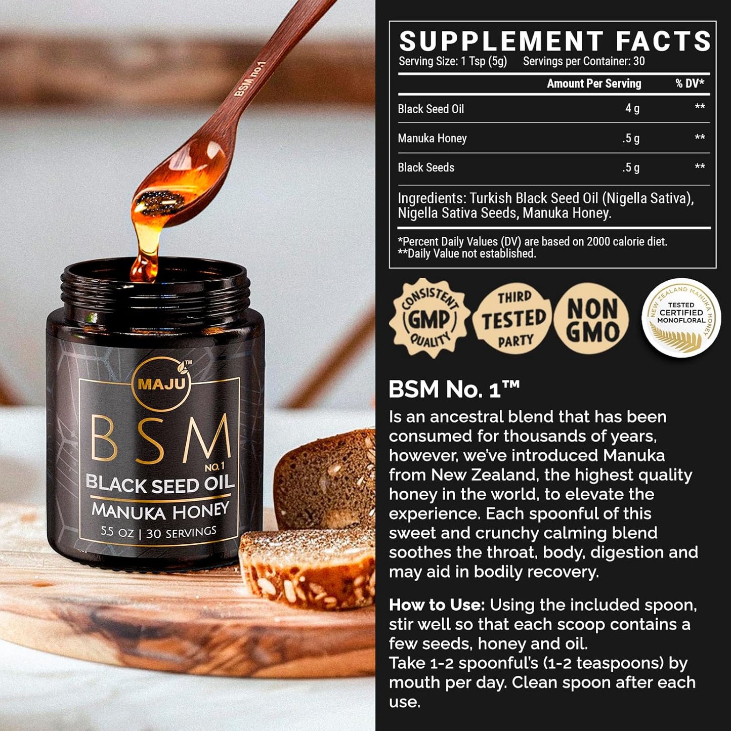 maju-superfoods-3-in-1-black-seed-oil-manuka-honey-and-seeds---sweet-crunchy-herbal-blend-with-nigella-sativa-oil---unpasteurized-raw-monofloral-manuka-honey-from-new-zealand-8