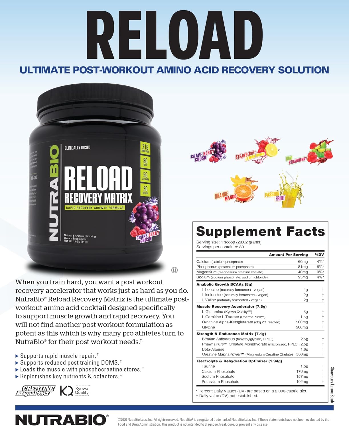 nutrabio-reload-post-workout-supplement-with-3g-creatine-8g-bcaas-and-5g-glutamine-for-powerful-muscular-recovery---strawberry-lemon-bomb-flavor---30-servings-2