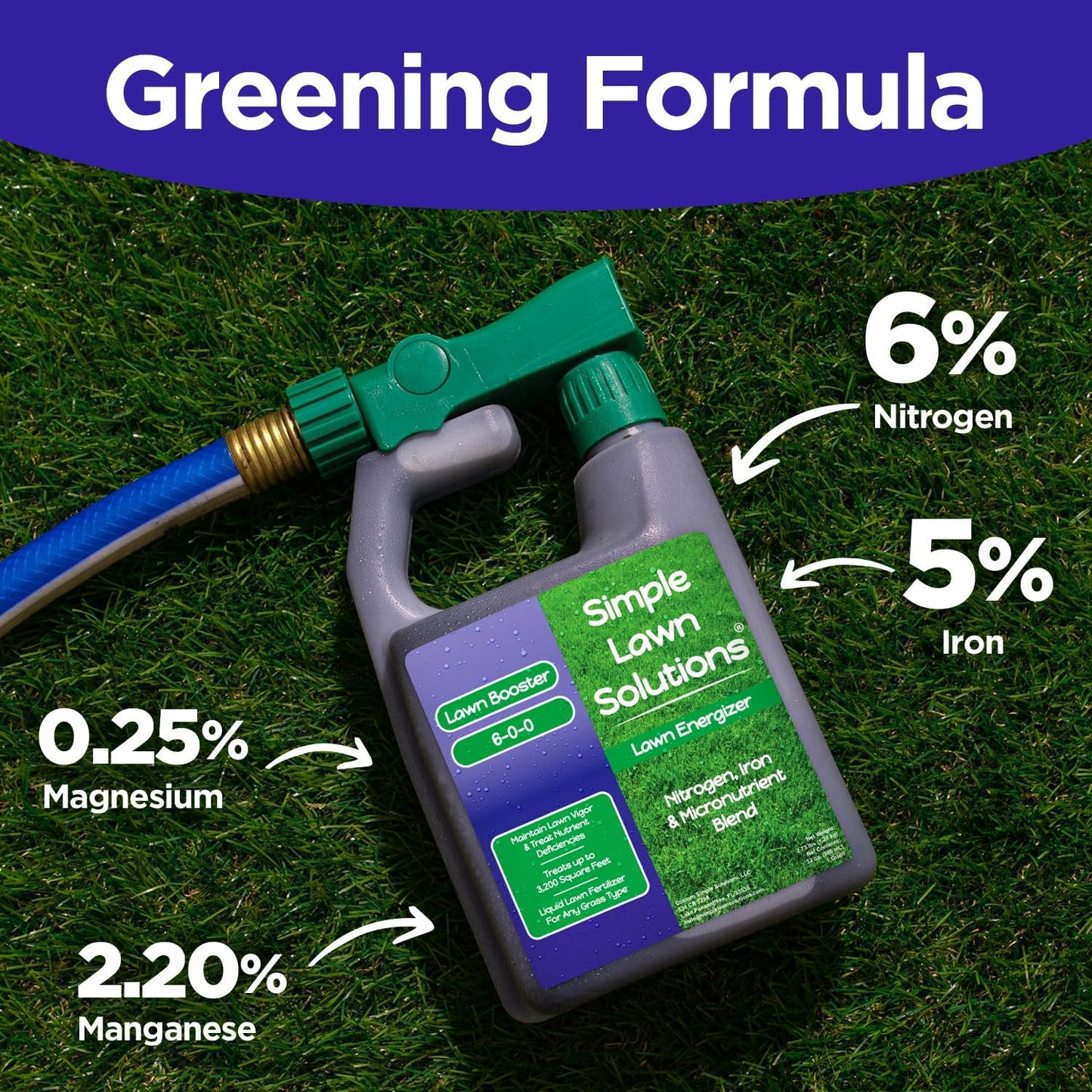 32 oz Liquid Lawn Fertilizer Spray with Iron for Deeper Green Turf - Commercial Grade Nitrogen - Suitable for All Grass Types - Simple Lawn Solutions - Espot.com.au