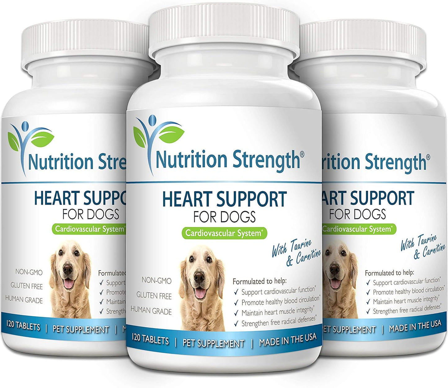 Dog Heart Health Supplement with Taurine & Carnitine for Cardiovascular Support - 120 Chewable Tablets to Promote Blood Circulation and Heart Muscle Integrity - Espot.com.au