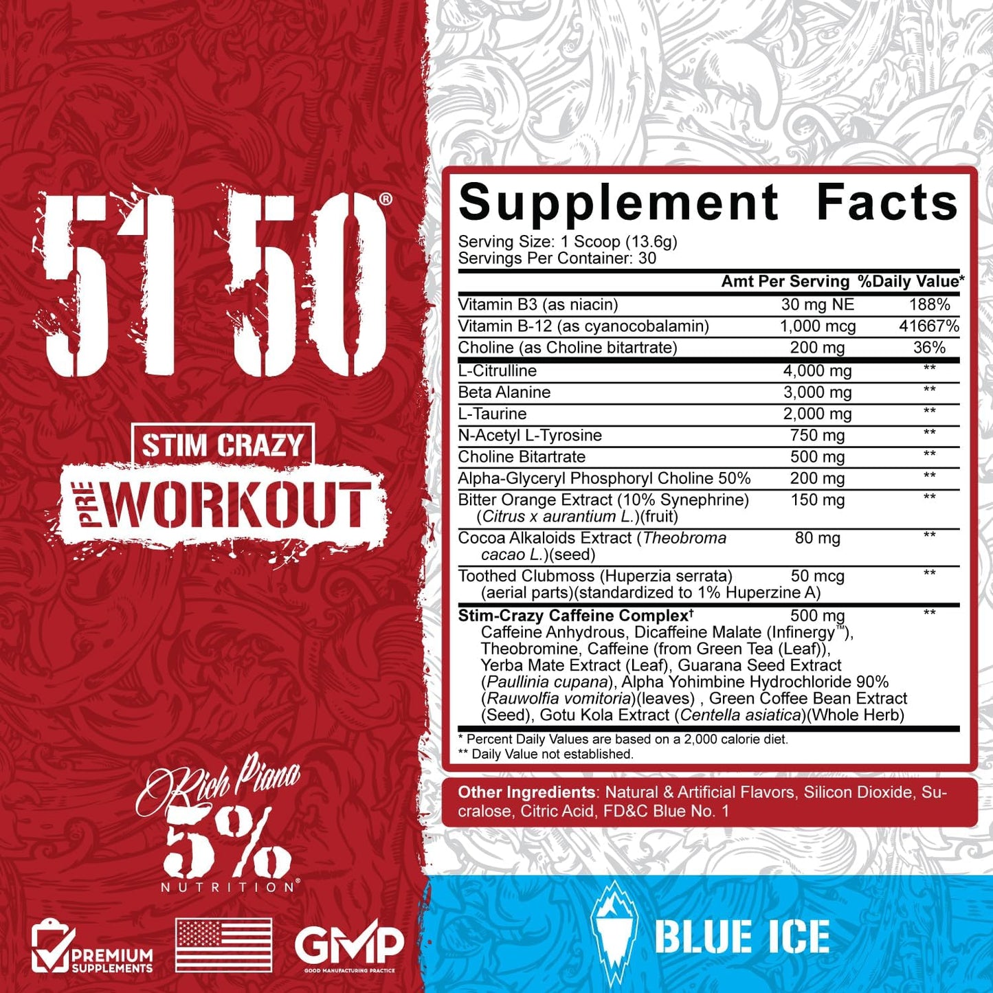 high-stim-pre-workout-powder-for-extreme-energy-focus-and-endurance---5-nutrition-rich-piana-5150-with-400mg-caffeine-citrulline-beta-alanine-and-n-acetyl-l-tyrosine---blue-ice-flavor-30-servings-2