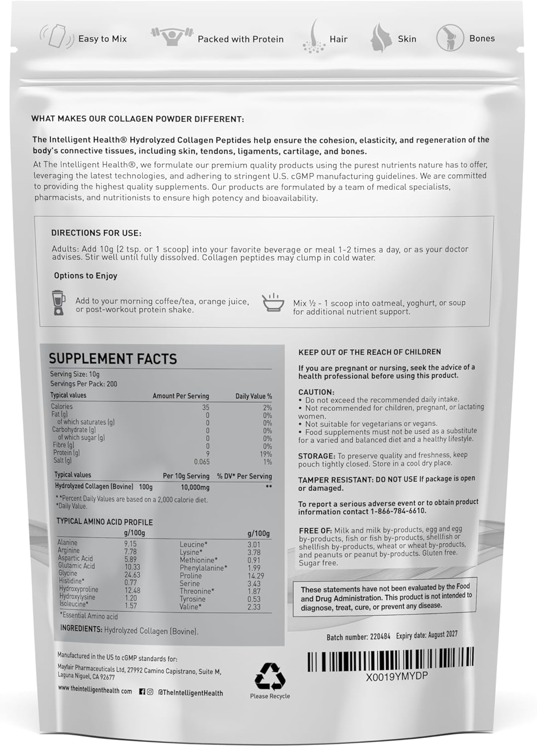 high-protein-hydrolyzed-collagen-peptides-powder---grass-fed-unflavored-gluten-free---20g-per-serving-2kg---supports-skin-hair-nails-joints-bones---paleo-keto-friendly-2