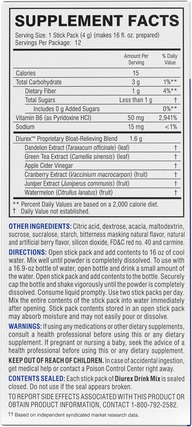 diurex-drink-mix-single-serve-packets---mixed-berry-flavored-bloat-relief---dietary-supplement---12-pack-box-3