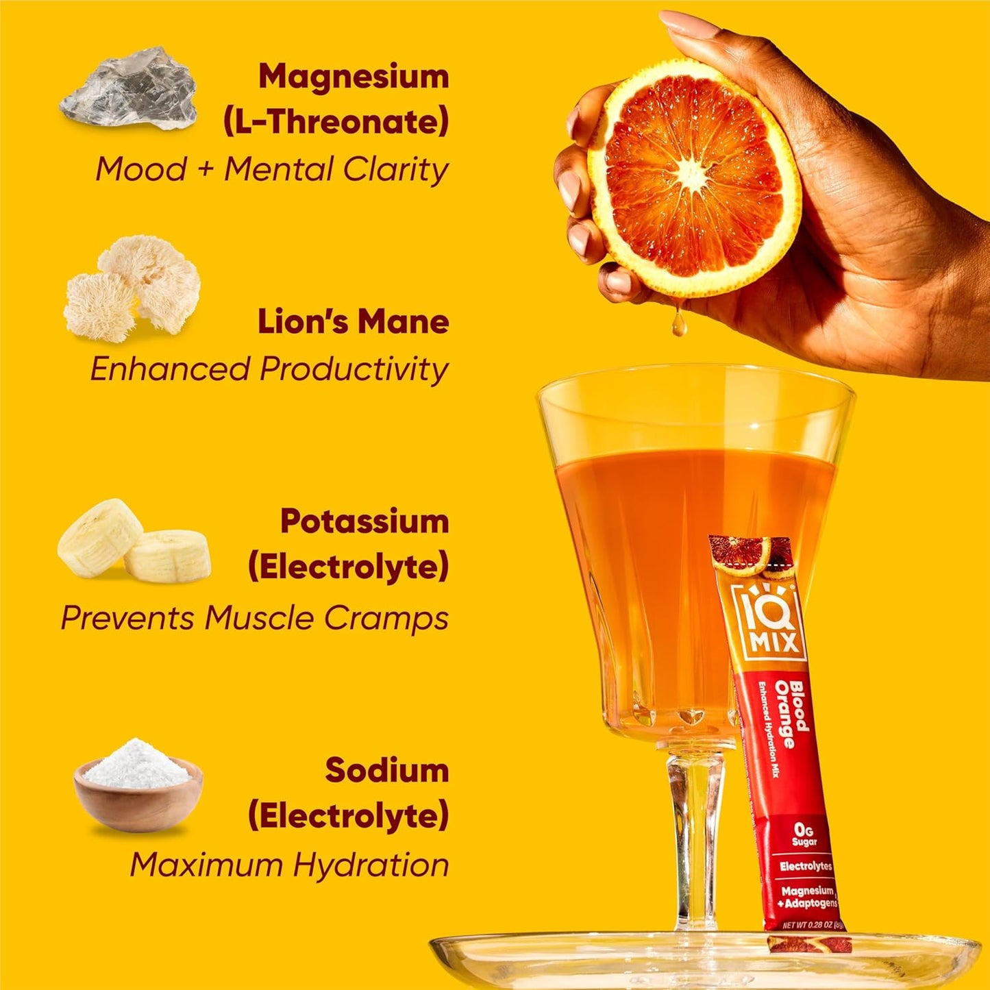 iqbar-iqmix-electrolyte-powder-packets---sugar-free-hydration-supplement-drink-mix-with-keto-electrolytes-lions-mane-magnesium-and-potassium---blood-orange-flavor---20-packets-6