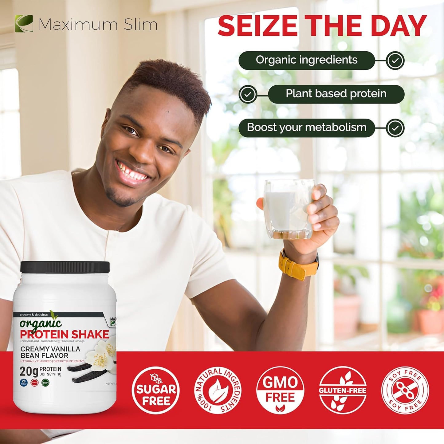 Organic Creamy Vanilla Bean Protein Shake by Maximum Slim - Delicious and Nutritious Option for Weight Management and Muscle Recovery - Espot.com.au