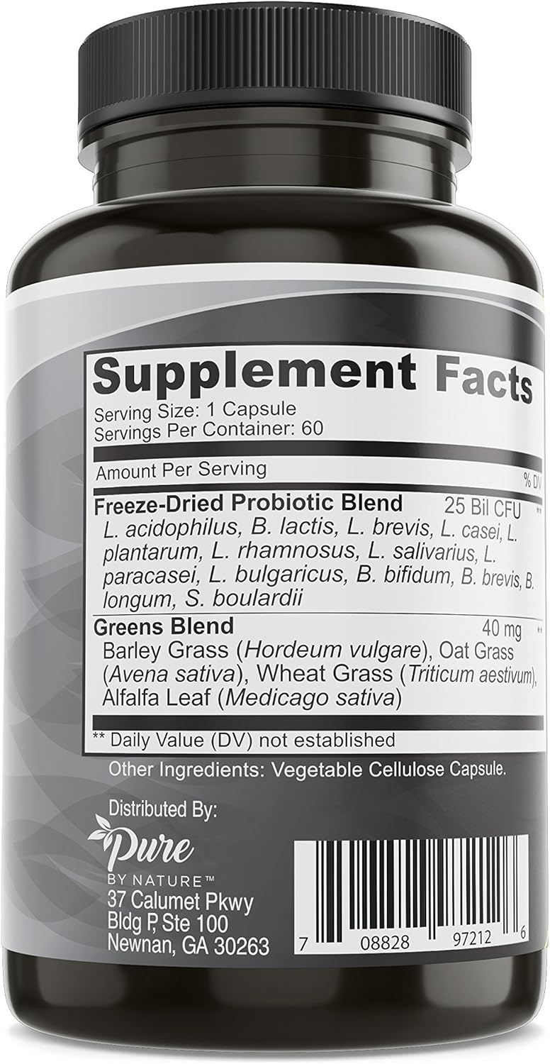 Pure By Nature Shelf Stable Probiotics - 60 Vegan Capsules for Digestive & Gut Health, Immunity Support - Soy & Gluten-Free Formula for Men and Women - Espot.com.au