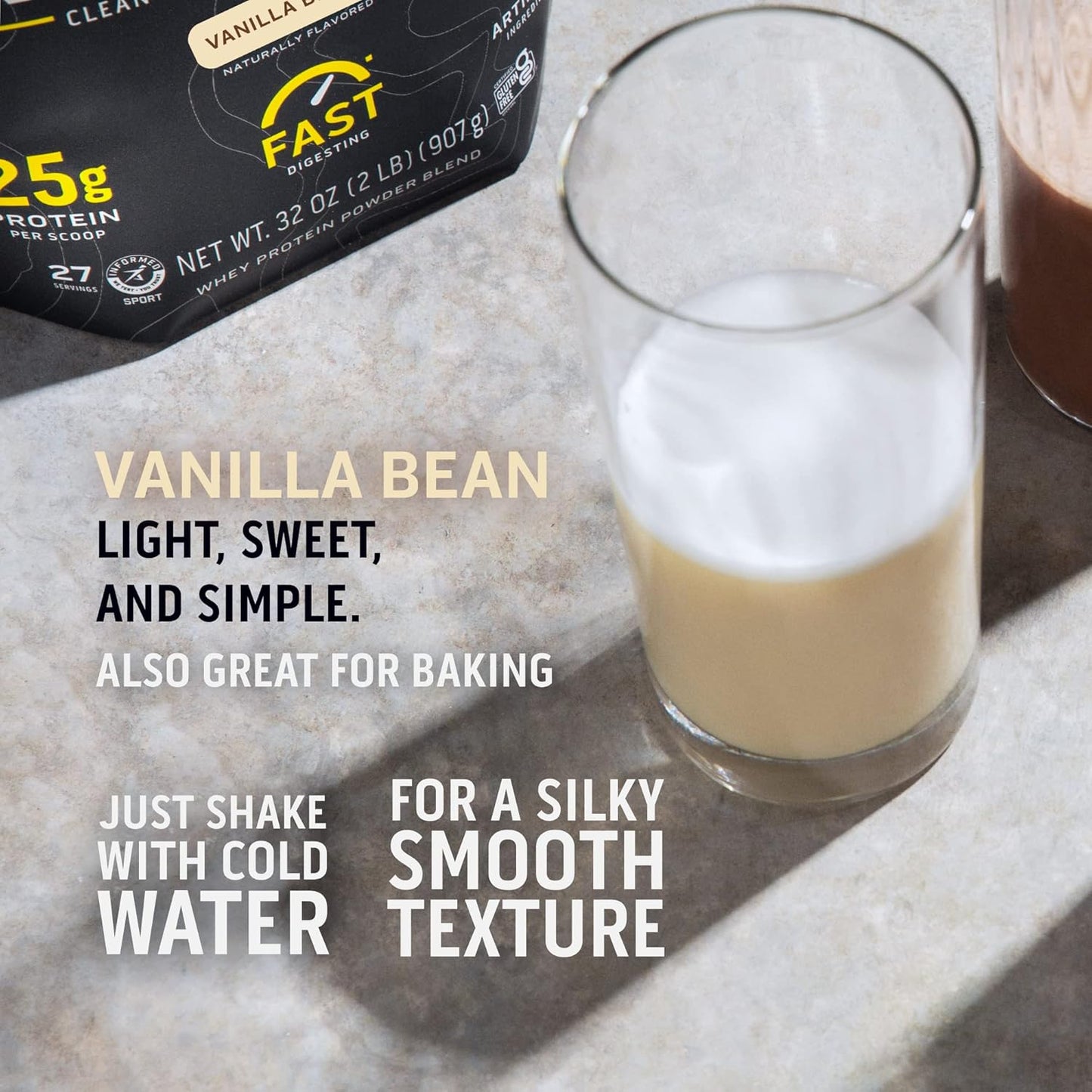 Vanilla Bean Whey Protein Powder - 100% Isolate, Zero Artificial Ingredients, Gluten & Soy Free, 5.5g BCAA, 2.6g Leucine - 2lb - Espot.com.au