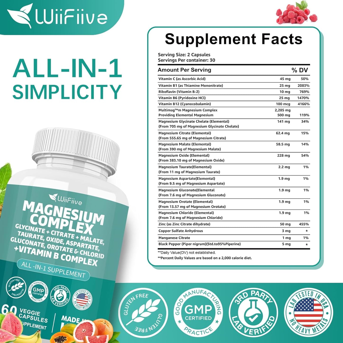 wiifiive-magnesium-complex-supplement-with-vitamin-b-for-max-absorption---gluten-free-and-non-gmo---141mg-clycinate-228mg-oxide-585mg-malate-624mg-citrate---includes-orotate-glycina-taurate-chloride-aspartate-gluconate-4