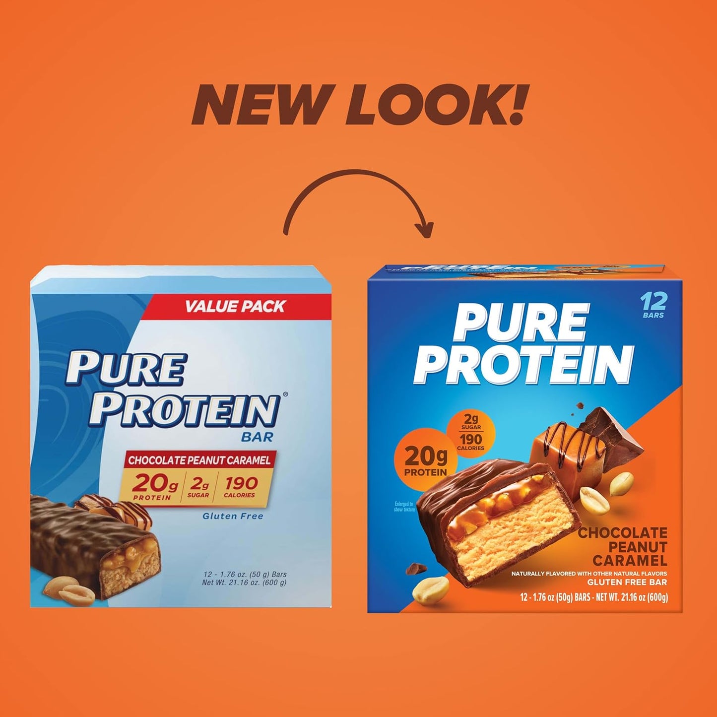 High Protein Chocolate Peanut Caramel Bars - Nutritious Snacks for Energy, Low Sugar, Gluten Free - 12 Count Pack, 1.76oz Each - Espot.com.au