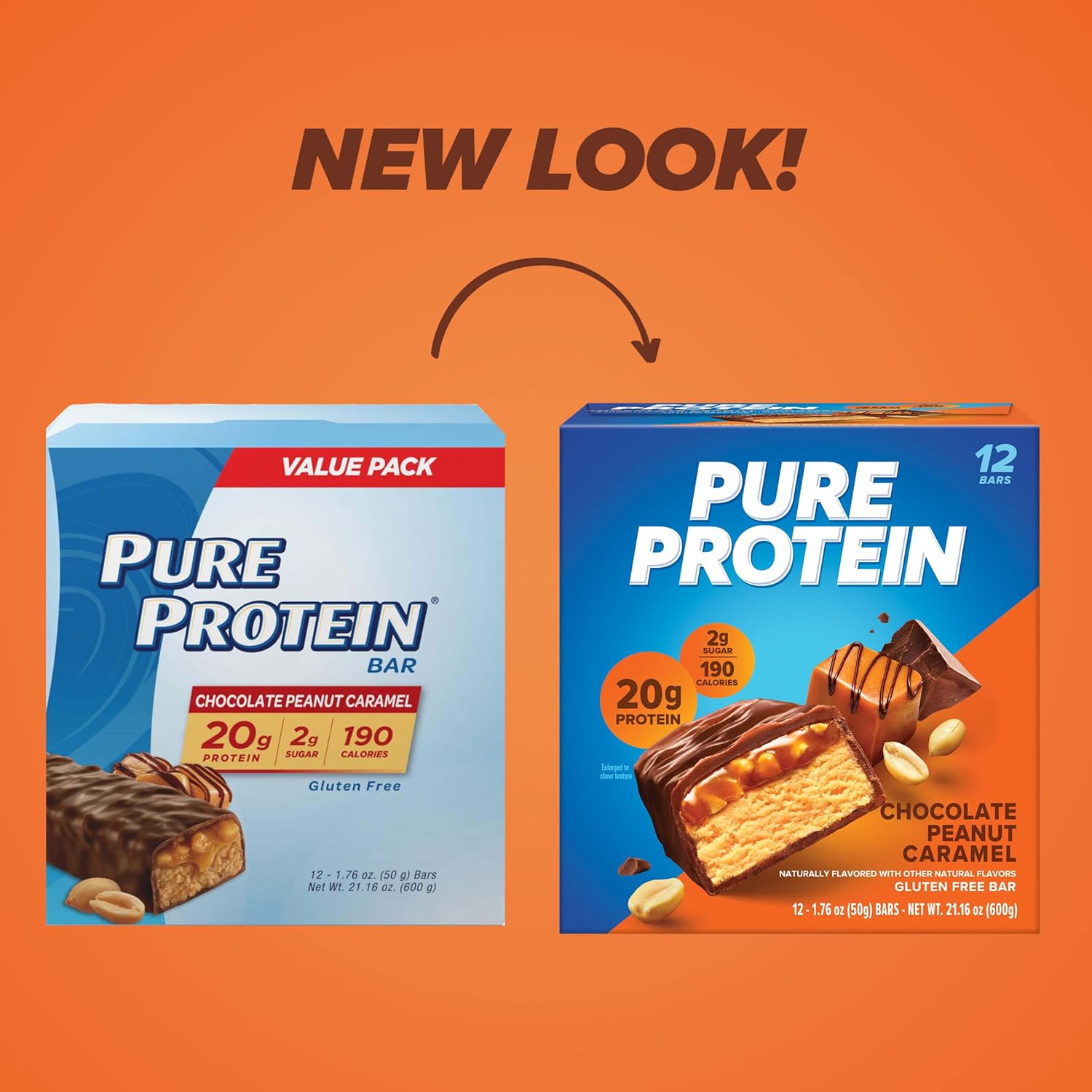 High Protein Chocolate Peanut Caramel Bars - Nutritious Snacks for Energy, Low Sugar, Gluten Free - 12 Count Pack, 1.76oz Each - Espot.com.au