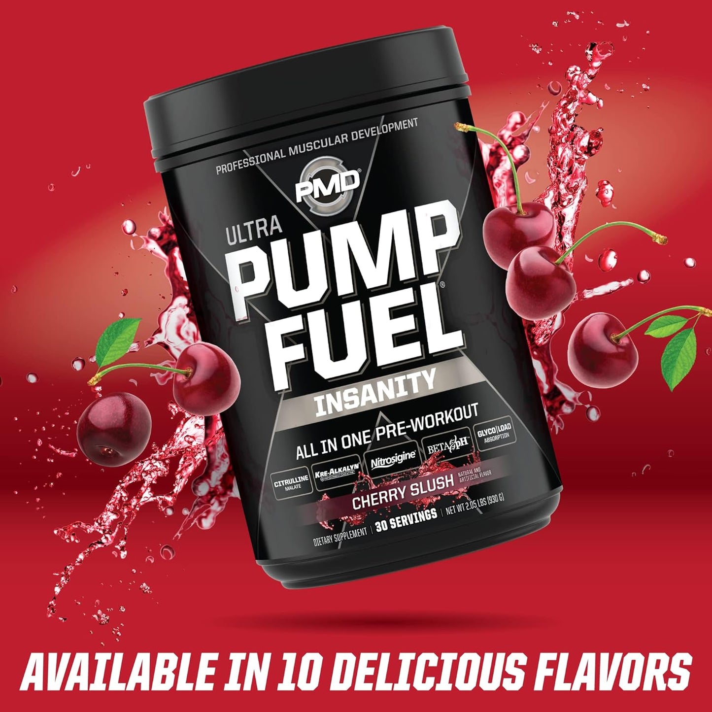 pmd-sports-ultra-pump-fuel-insanity-cherry-slush-pre-workout-drink-mix---boost-energy-strength-endurance-recovery---contains-complex-carbohydrates-and-amino-energy---30-servings-9