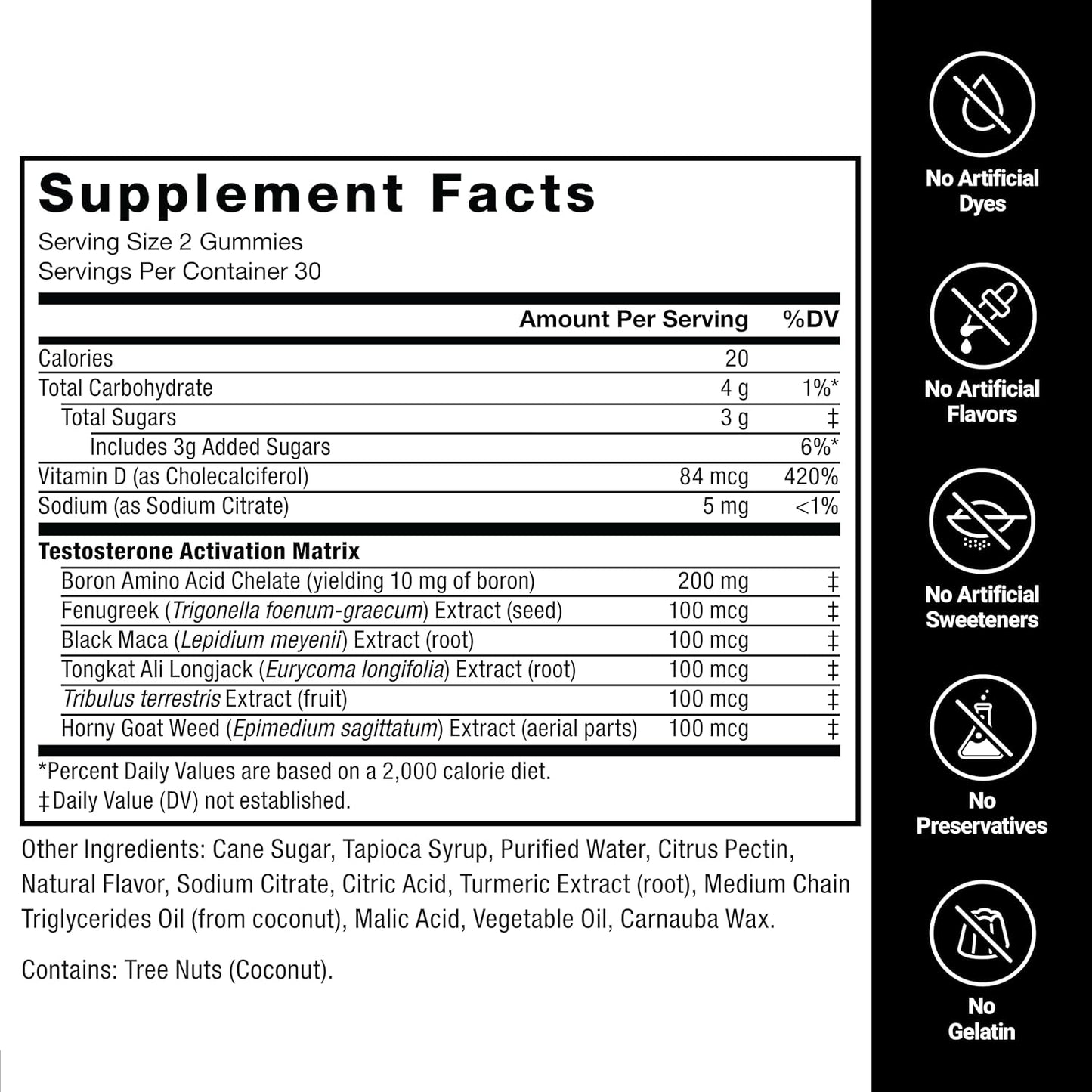 Men's Testosterone Boosting Gummies with Tongkat Ali, Horny Goat Weed, Tribulus Terrestris, Fenugreek & Black Maca - Berry Punch Flavor - 60 Gummies - Espot.com.au