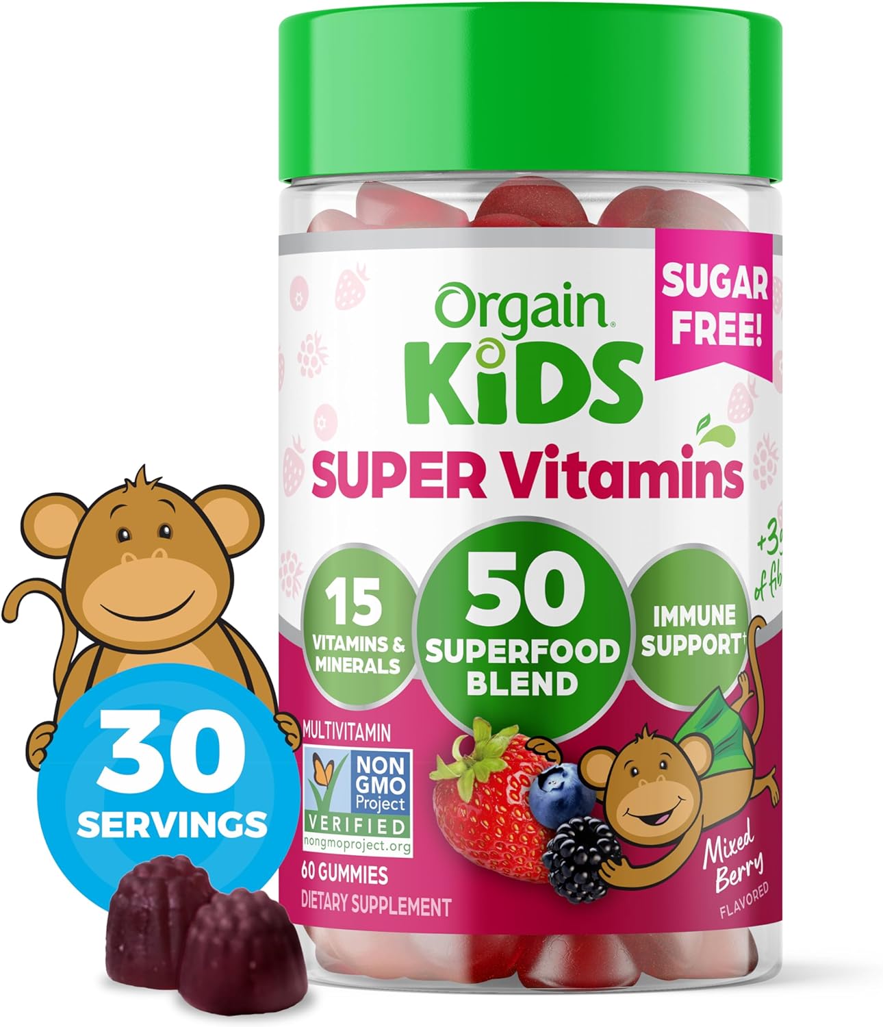 plant-based-orgain-kids-sugar-free-multivitamin-gummies---mixed-berry-flavor---immune-support-fiber---50-superfoods---15-vitamins-minerals---ages-4---1-month-supply---60-gummies-1