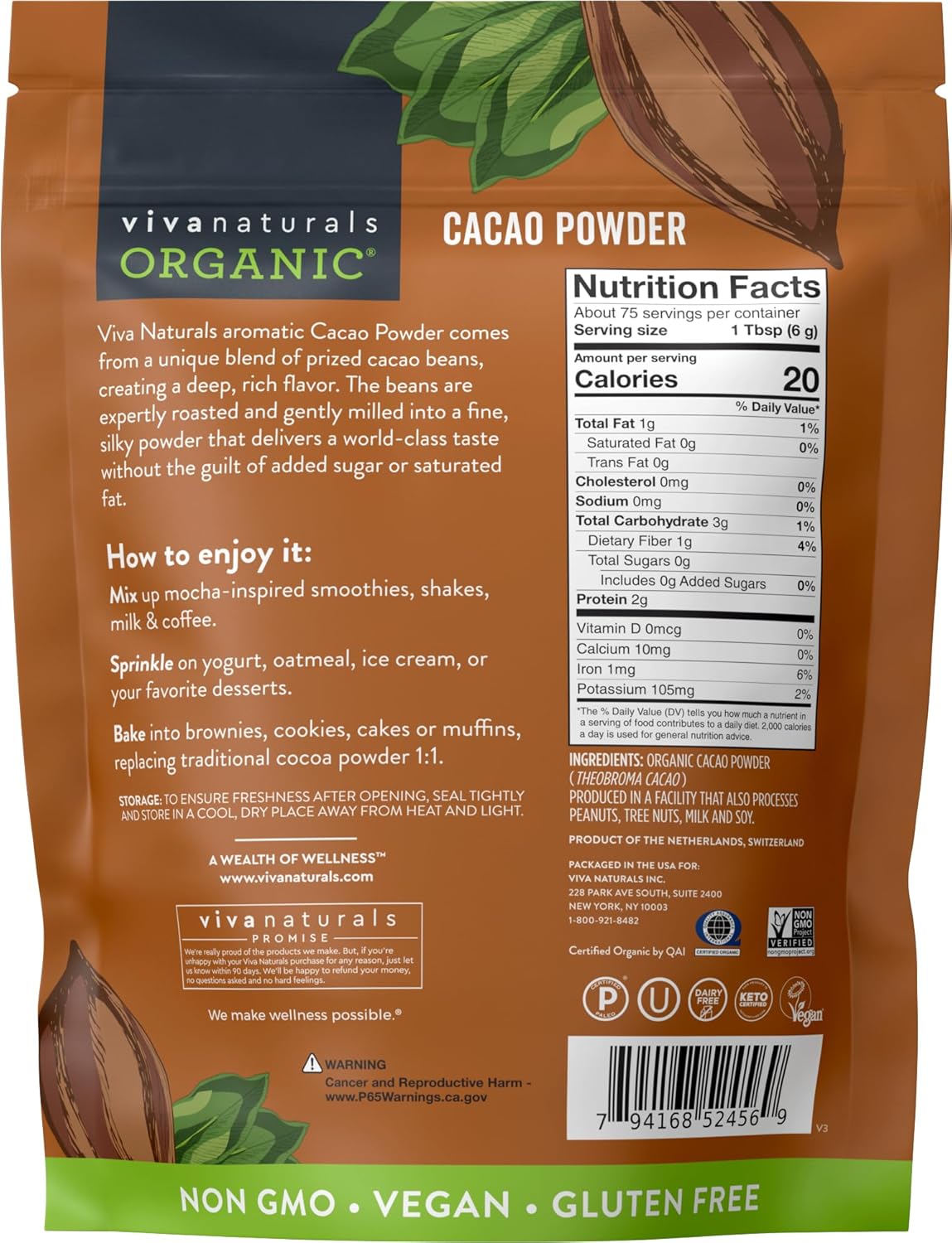 organic-cacao-powder-1lb---unsweetened-dark-chocolate-flavor-for-baking-smoothies---non-gmo-vegan-gluten-free---454g-7