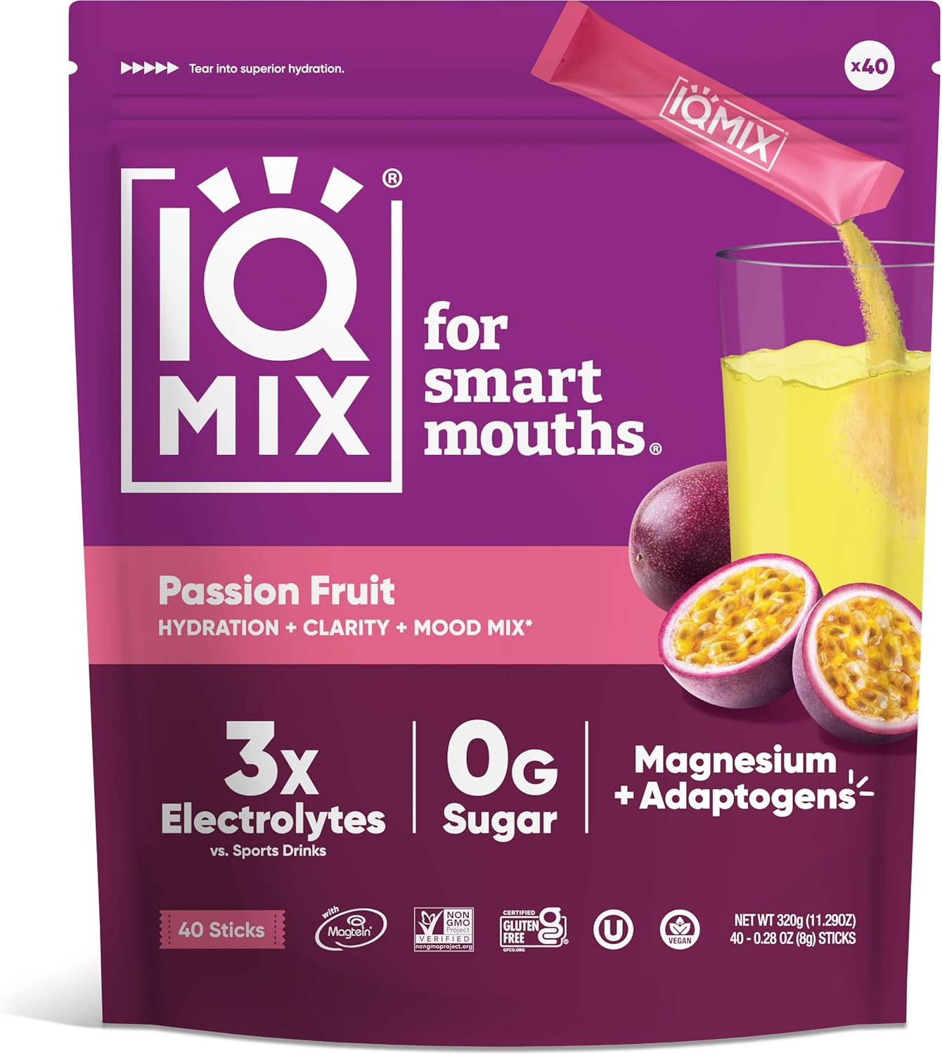 iqbar-iqmix-electrolyte-powder-packets---sugar-free-keto-hydration-supplement-with-lions-mane-magnesium-l-threonate-and-potassium-citrate---passion-fruit-flavor-40-count-1