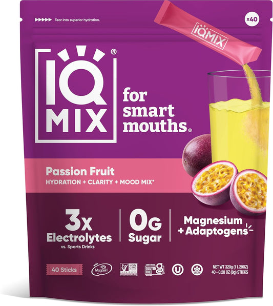 iqbar-iqmix-electrolyte-powder-packets---sugar-free-keto-hydration-supplement-with-lions-mane-magnesium-l-threonate-and-potassium-citrate---passion-fruit-flavor-40-count-1