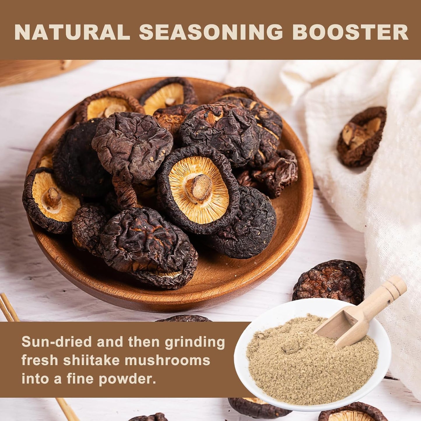 Shiitake Mushroom Powder 8 Oz - Gluten-Free, Non-GMO, No Additives - Ideal for Sauce, Soup, Mushroom Coffee - 227g - Espot.com.au