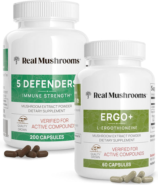 bundle-of-real-mushrooms-ergothioneine-60ct-and-5-defenders-200ct---turkey-tail-shiitake-reishi-chaga-maitake-oyster---boost-immune-strength-and-longevity---vegan-gluten-free-non-gmo-1