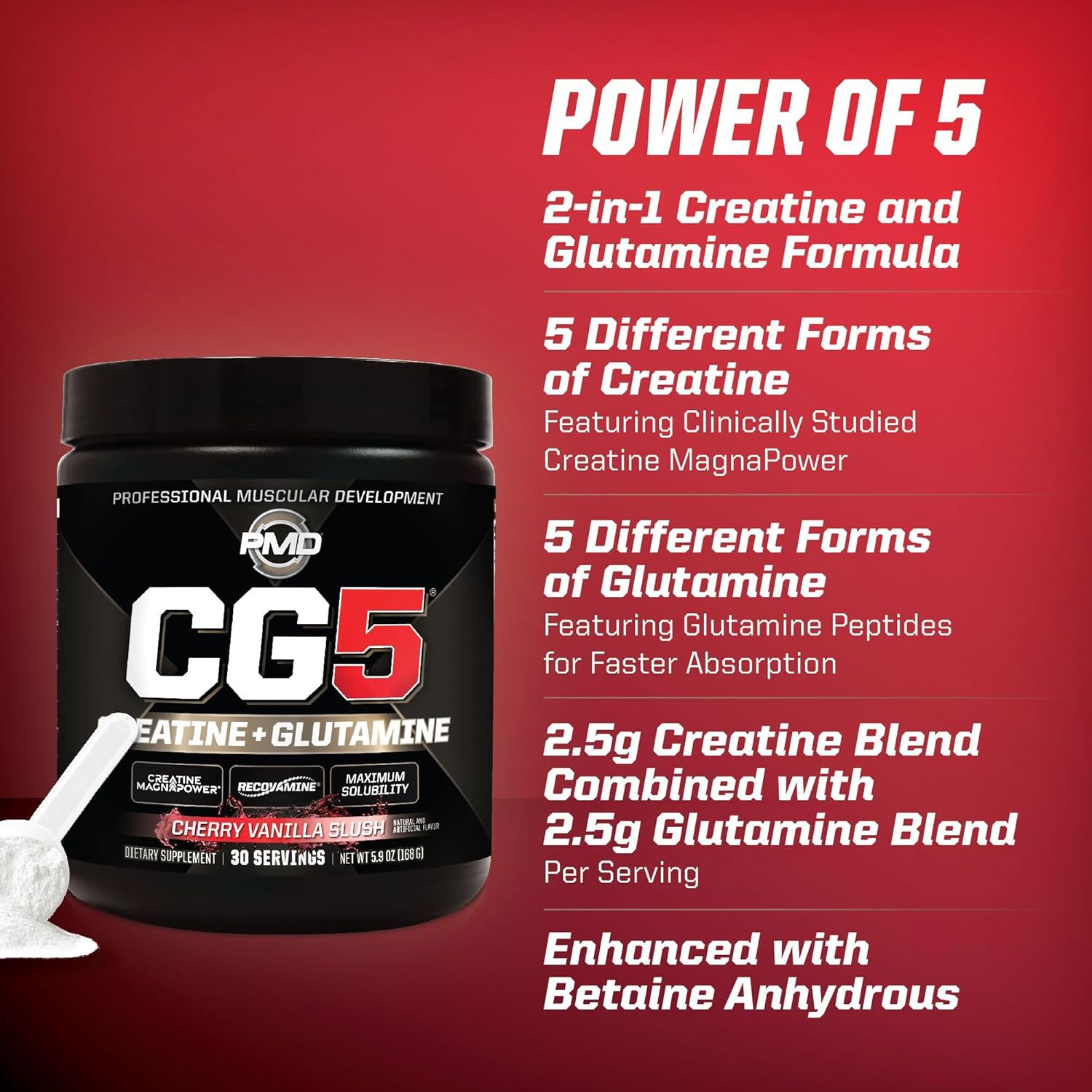 pmd-sports-cg5-cherry-vanilla-slush-creatine-l-glutamine-powder---boost-strength-muscle-growth-performance---pre-post-workout-supplement---30-servings-2