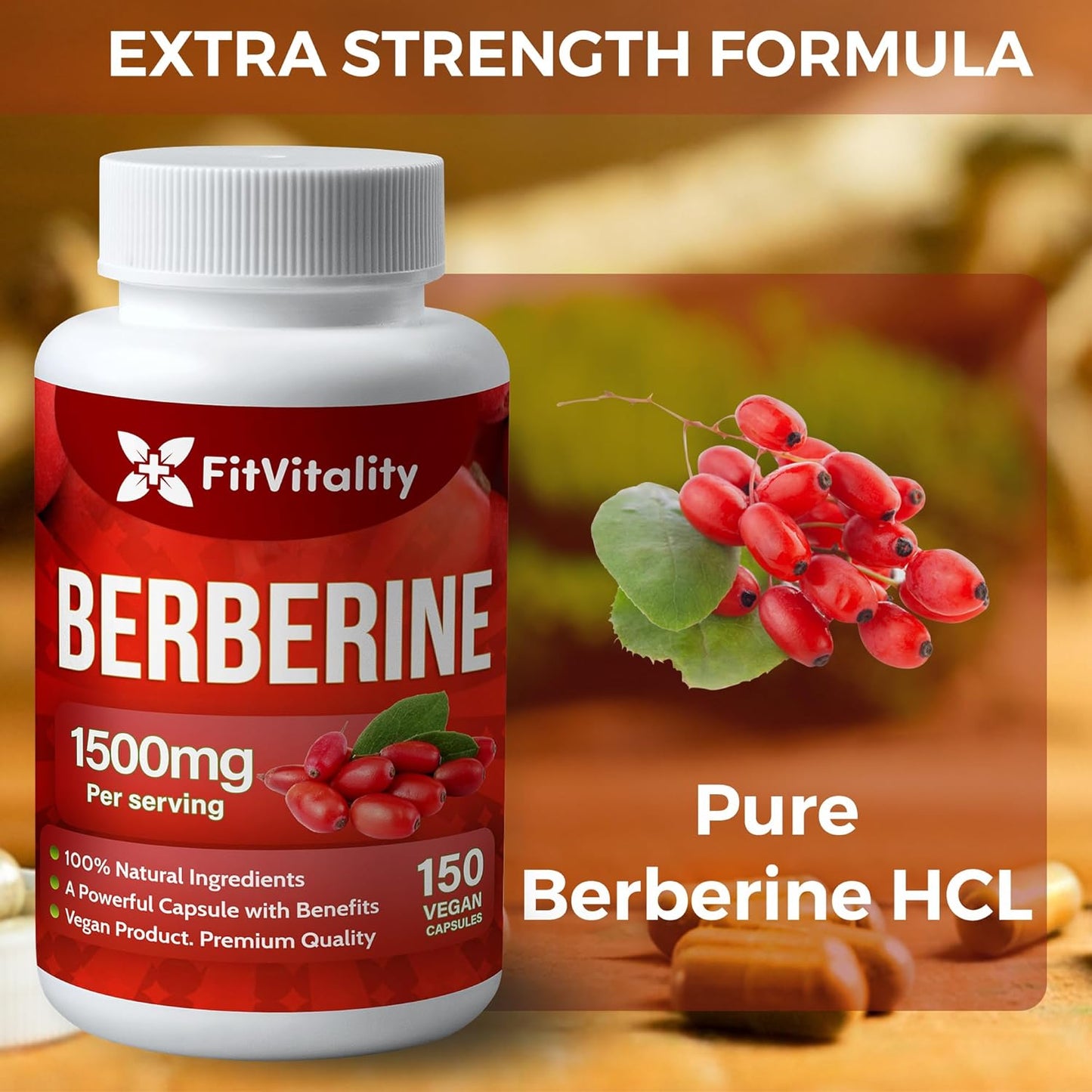 High Strength Berberine Supplement - 1500mg Per Serving, 150 Capsules - Immune System Support - Non-GMO, Gluten-Free - Pure Berberine Extract - Espot.com.au