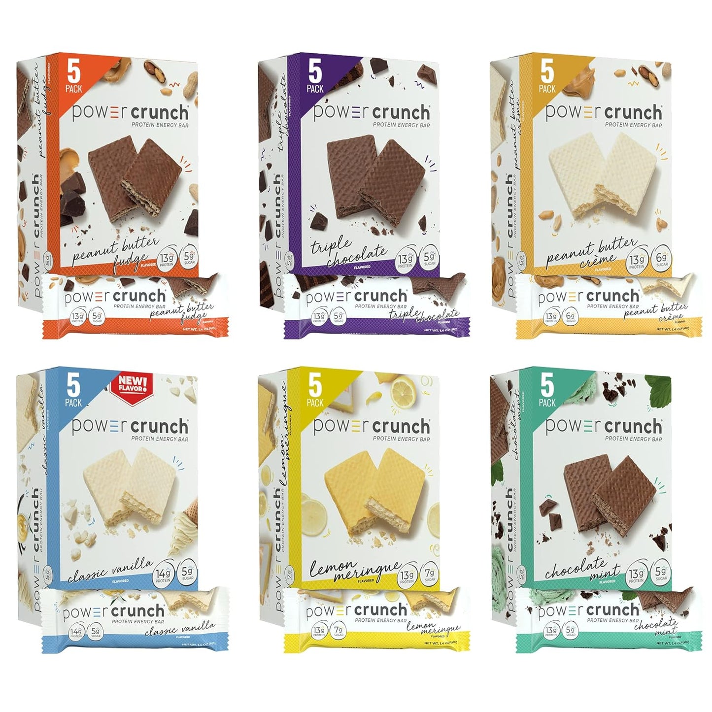 30 Count Power Crunch Protein Wafer Bars Variety Pack - 6 Flavors, 1.4 Ounce Bars - Delicious High Protein Snacks - Espot.com.au