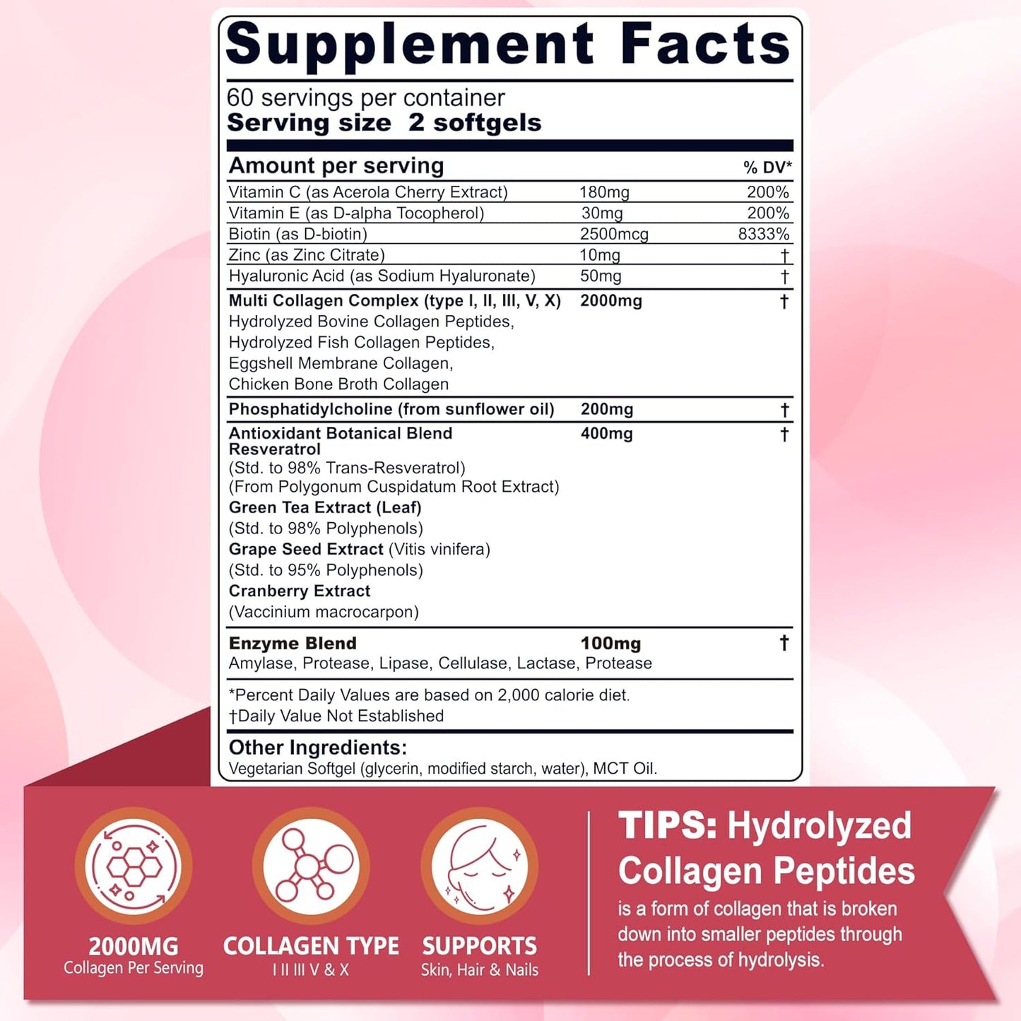 nextdia-liposomal-collagen-peptides-pills-for-women-2000mg---2-pack-with-multi-hydrolyzed-collagen-type-i-ii-iii-v-x-2500mcg-biotin---hair-skin-nails-vitamins---240-softgel-supplements-2